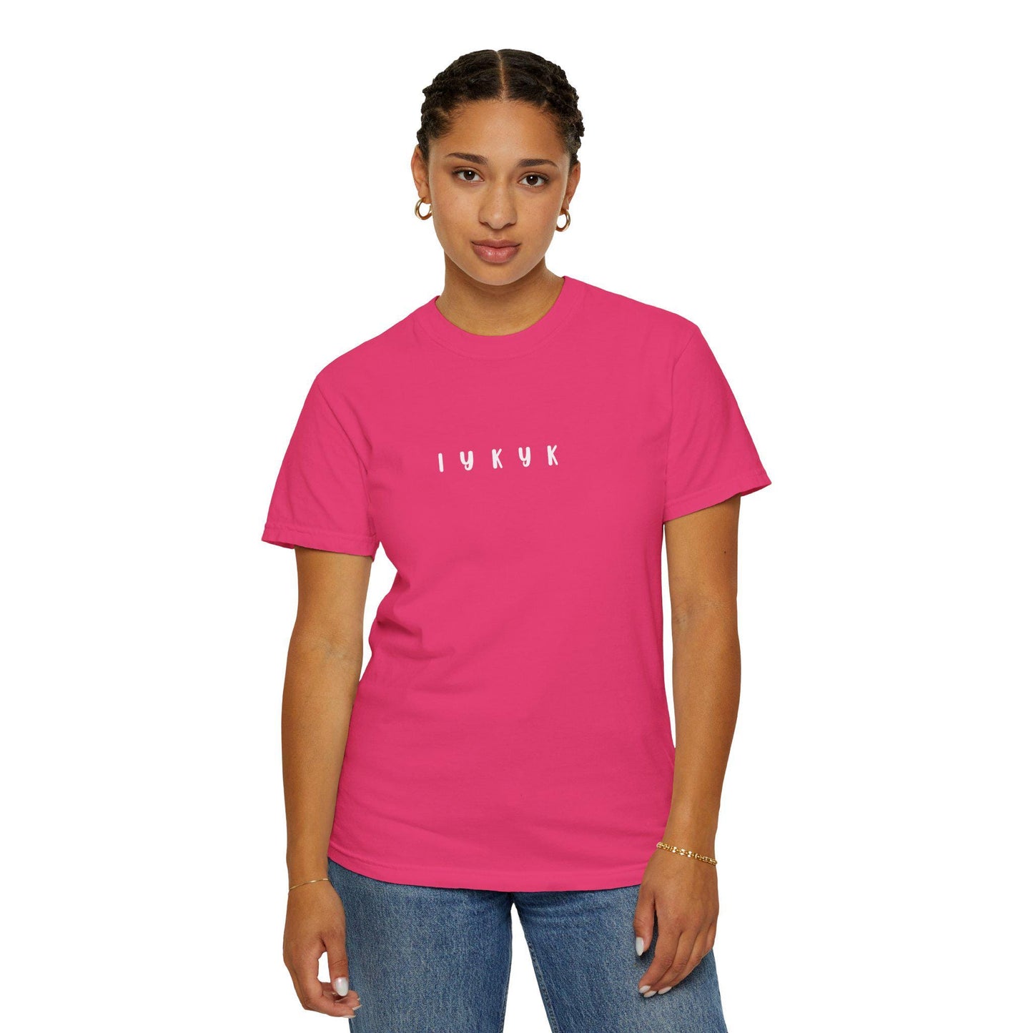 T-Shirt, Fun Playful Gen Z Slang Words Trendy Tee, Iykyk Day to Day Lingo Shirt, Unisex Garment-Dyed Top, Catchy Hipster Graphic Tee, Cool
