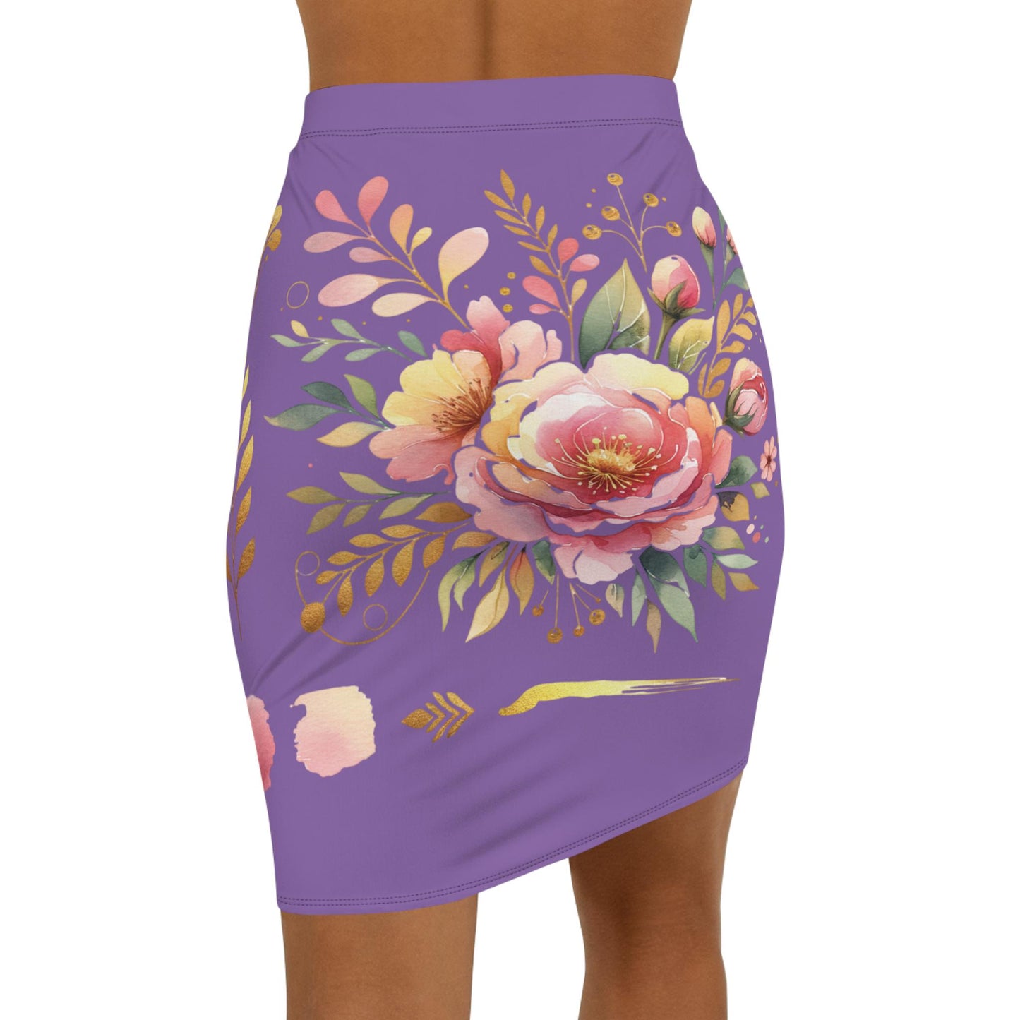 Floral Women's Mid-Waist Pencil Skirt, Chic Design for Everyday, Office Wear, Floral Fashion Statement, Gift for Her, Fun Spring Summer Wear