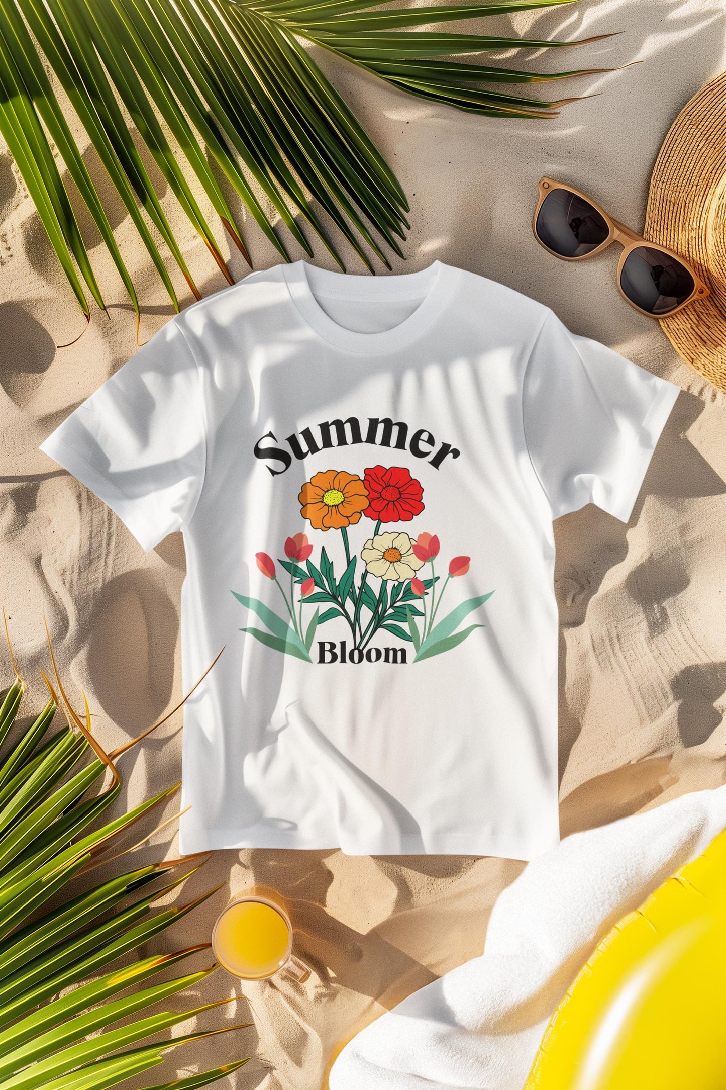 Summer Bloom T-Shirt - Floral Graphic Tee, Spring Style, Gift for Gardeners, Casual Wear, Summer Wardrobe Essential, Essential Outdoor Tee