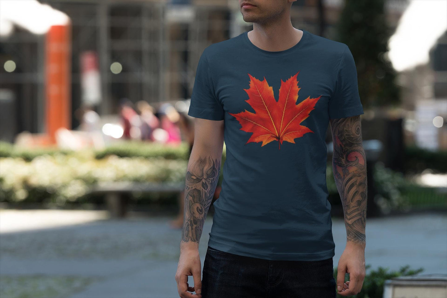 Autumn Red Maple Leaf Graphic T-Shirt, Fall Leaves Tee, Unisex Shirt, Nature Lover Gift, Thanksgiving Top