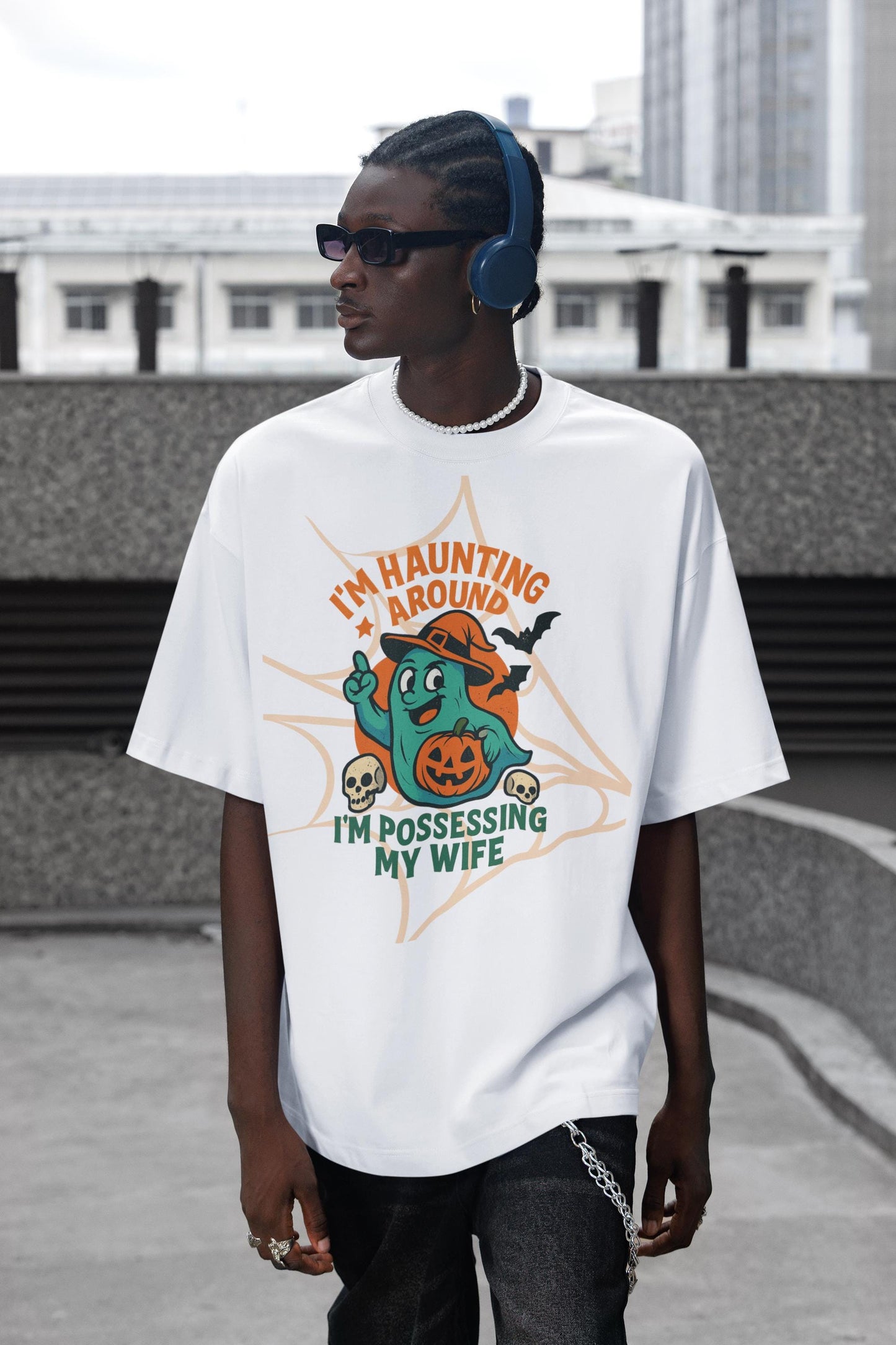 Spooky Humor T-Shirt, Halloween Tee, Ghost Graphic Shirt, Funny Couple Shirt, Haunting Apparel, Halloween Couple Cheating Meme T-Shirt
