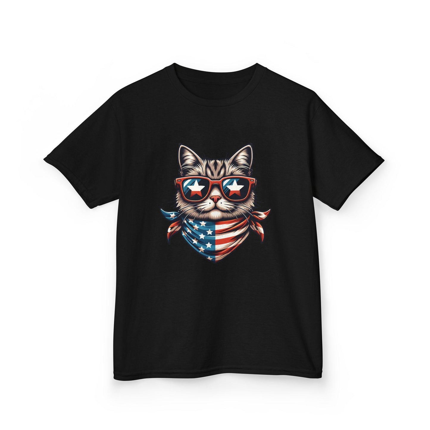 American Cool Cat 4th of July T-Shirt, July 4th Tee, Summer BBQ, Independence Day, Red White Blue, Comfort Colors, Back to School Clothing