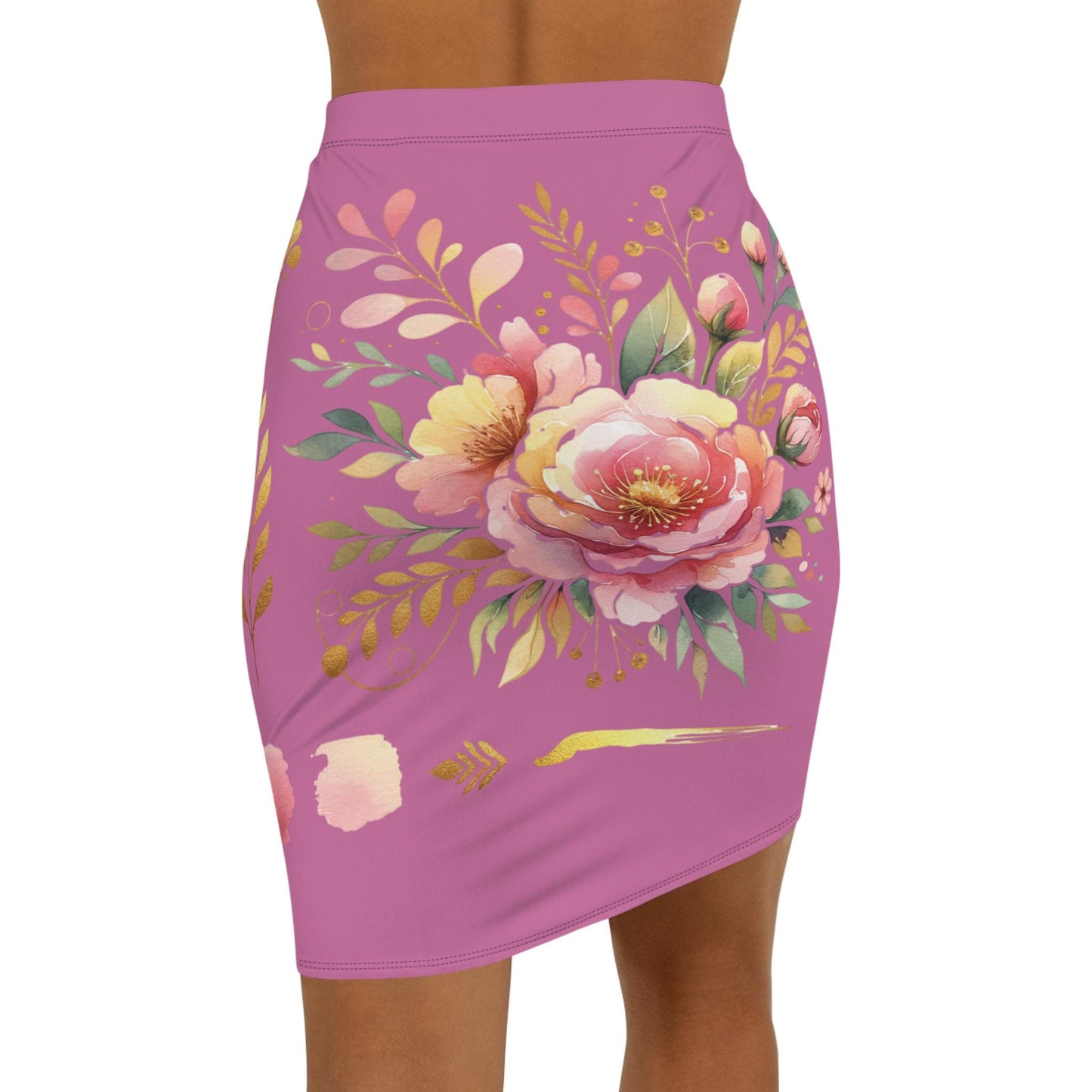 Floral Women's Mid-Waist Pencil Skirt, Chic Design for Everyday, Office Wear, Floral Fashion Statement, Gift for Her, Fun Spring Summer Wear