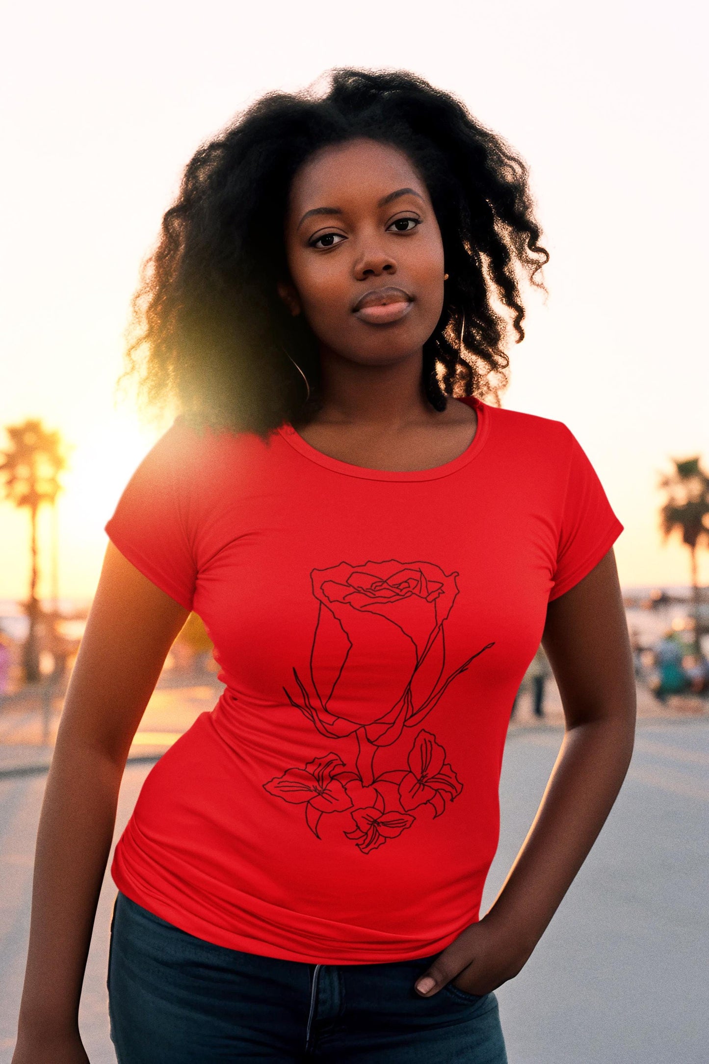 Elegant Floral Rose Tee, Minimalist T-Shirt, Gift for Her, Casual Wear, Spring Fashion, Birthday Gift, Nature Lover