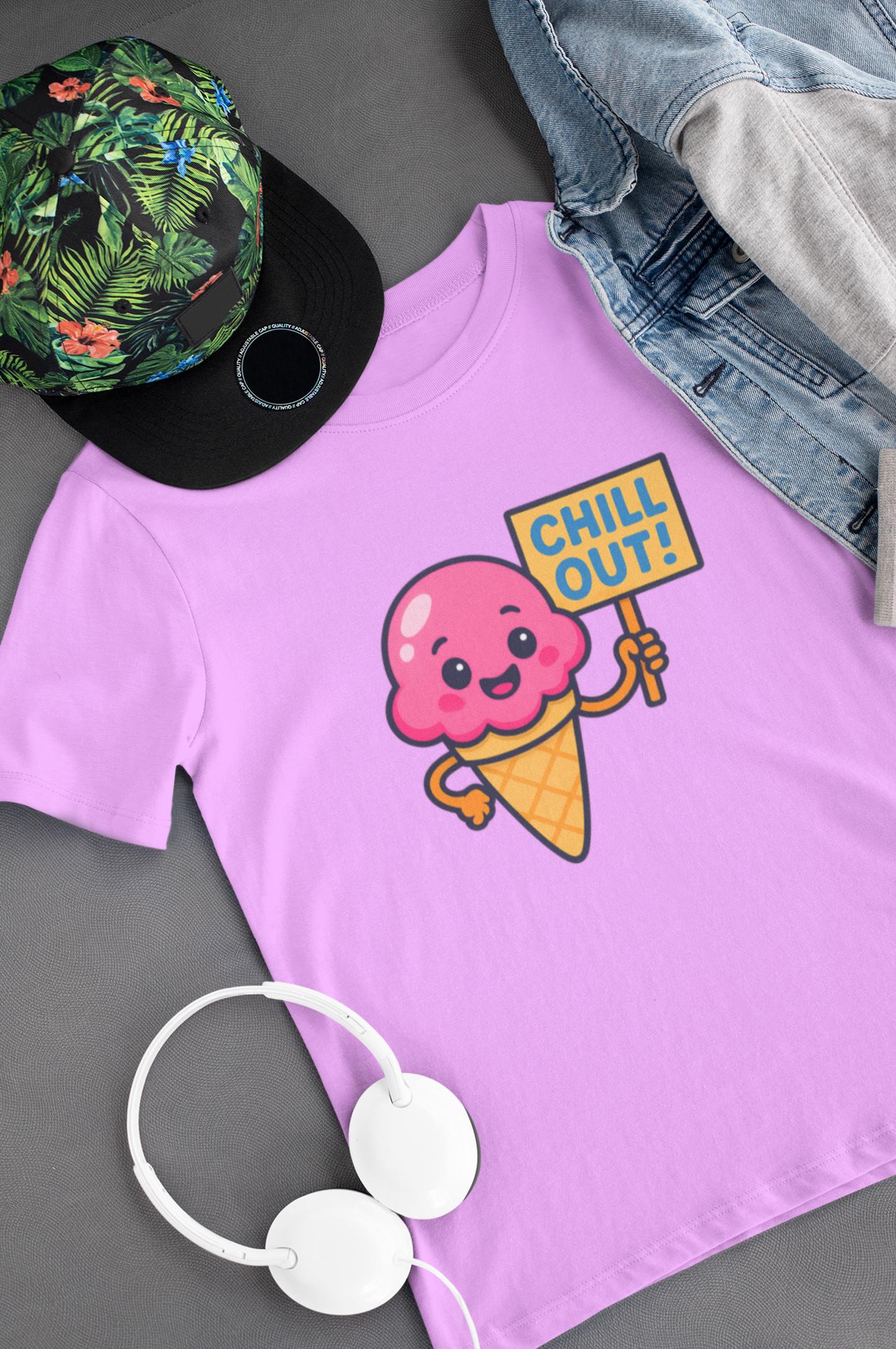 Kids Ice Cream T-Shirt - Chill Out Tee for Summer Fun, Gift for Boy & Girls, Playtime Essentials, Summer Vibes, Back to School Apparel