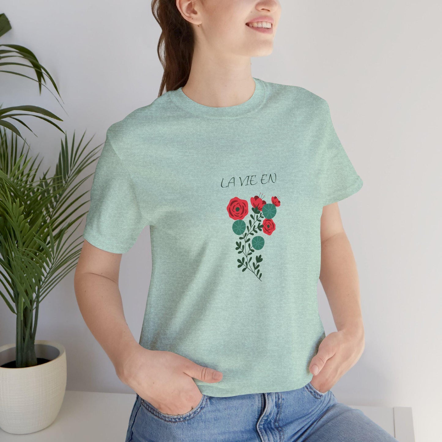 Floral Unisex Tee with Romantic Vibes, Perfect for Casual Spring Fall Summer Wear, Gifts, Valentine's Day, Plant Lovers, Everyday Style