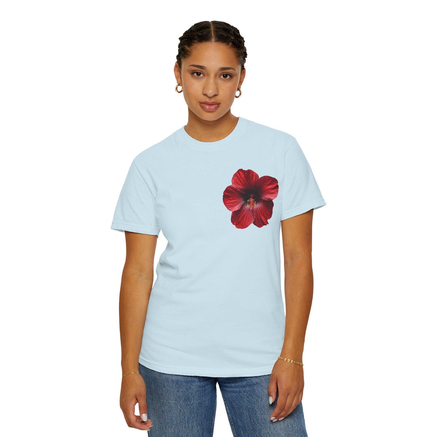 Hibiscus Flower Beach T-Shirt, Casual Comfort Tee, Lightweight Summer Shirt, Everyday Wear, Nature Enthusiast Apparel, Comfort Colors Tee