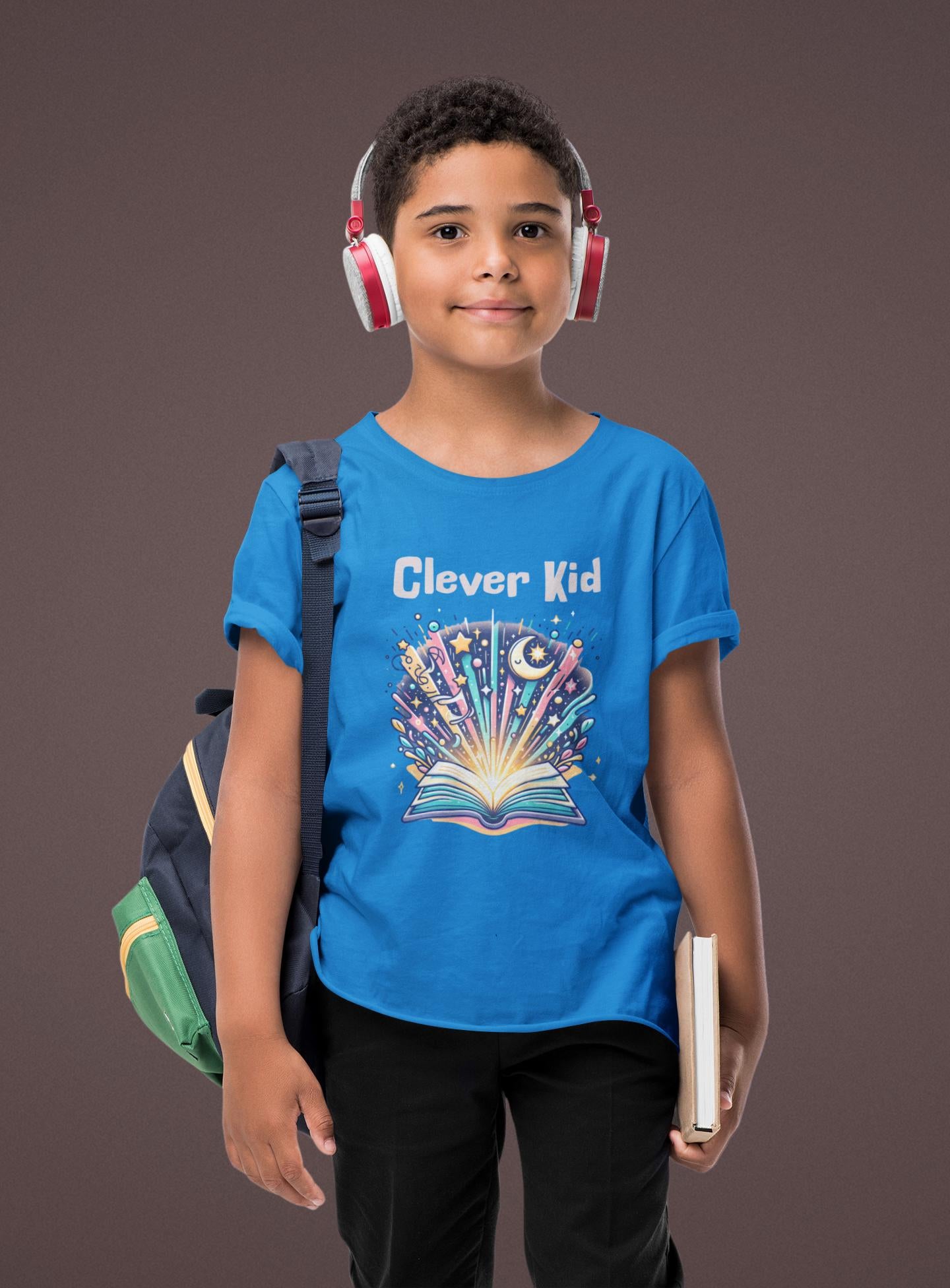 Clever Kid Tee, Kids T-Shirt, Fun Cotton Tee for Young Scholar, Gift for Children, Birthday Gift, Back to School for Reading Enthusiast Tee