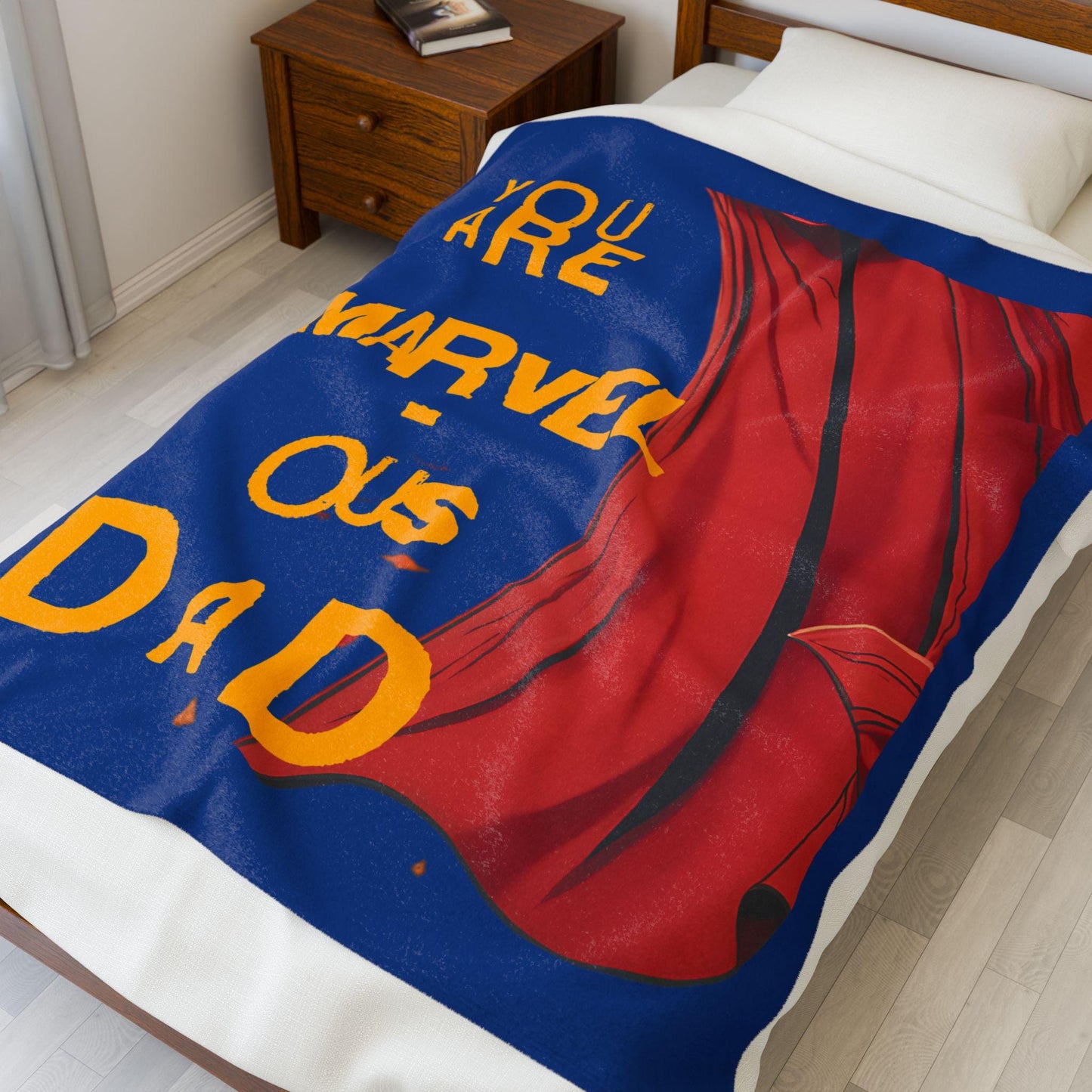 Marvelous Dad Velveteen Blanket - Superhero Gift for Father's Day, Cozy Decor, Kids Room, Movie Night, Dad's Birthday