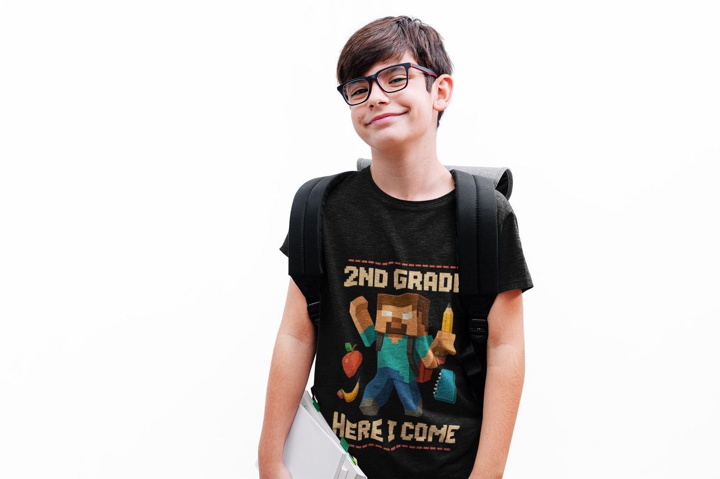 2nd Grade Here I Come Tee, Kids Cotton T-Shirt, Funny Back to School Children's T-Shirt Gift, Kids Birthday Present for Fisrt Day of School