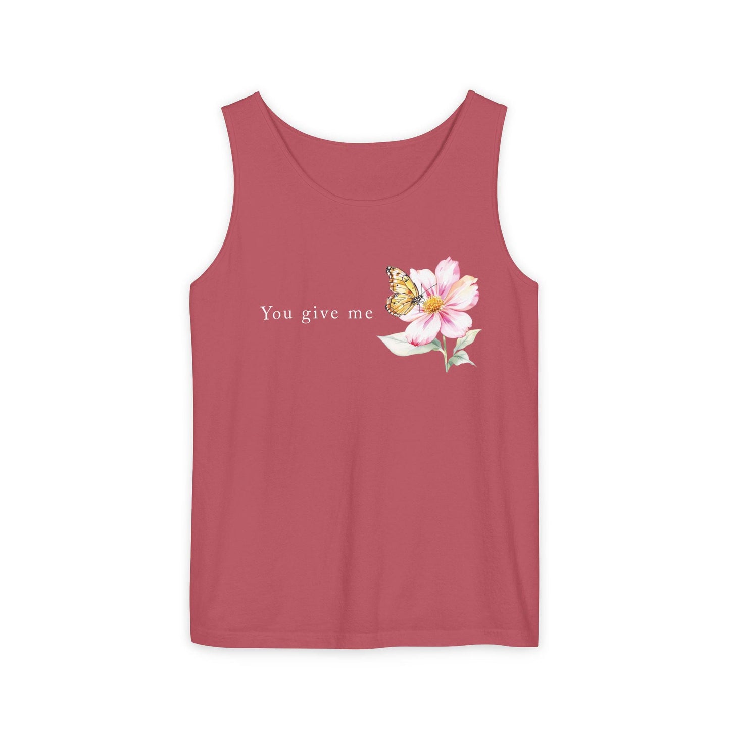 Whimsical Floral Butterfly Tank Top, Nature Lover Shirt, Everyday Casual Tee, Gift for Her, Spring Fashion Top, Eco-friendly Apparel, Unisex