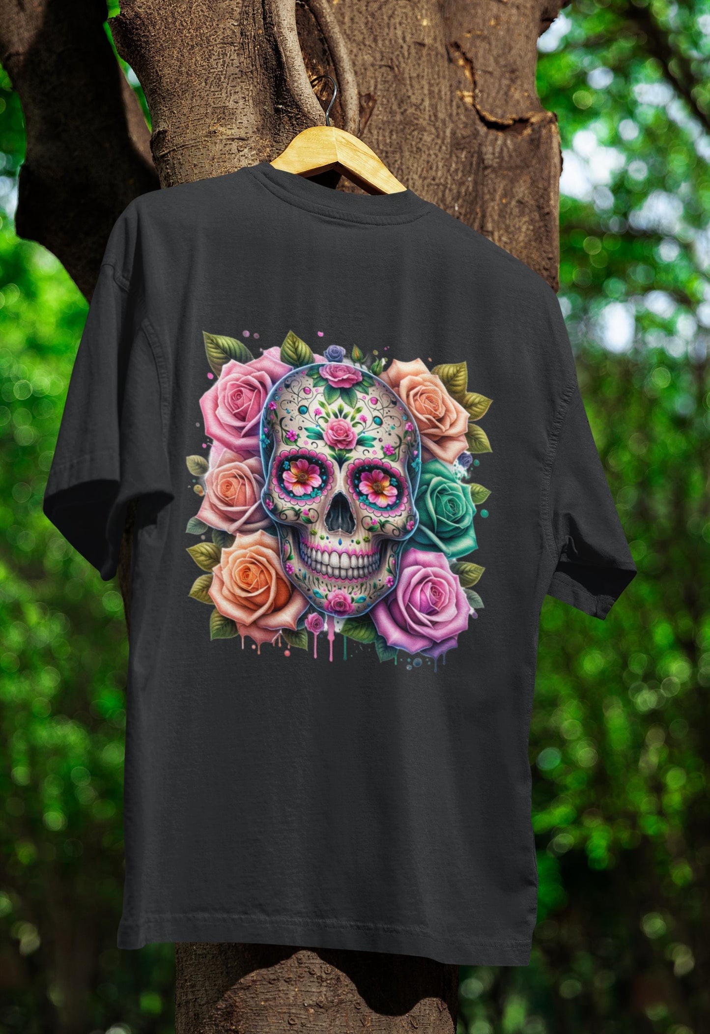 Boho Floral Skull Graphic T-Shirt - Unisex Short Sleeve Shirt, Floral Apparel, Boho Fun Gift, Casual Wear, Trendy T-Shirt, Flirty Fun Tee