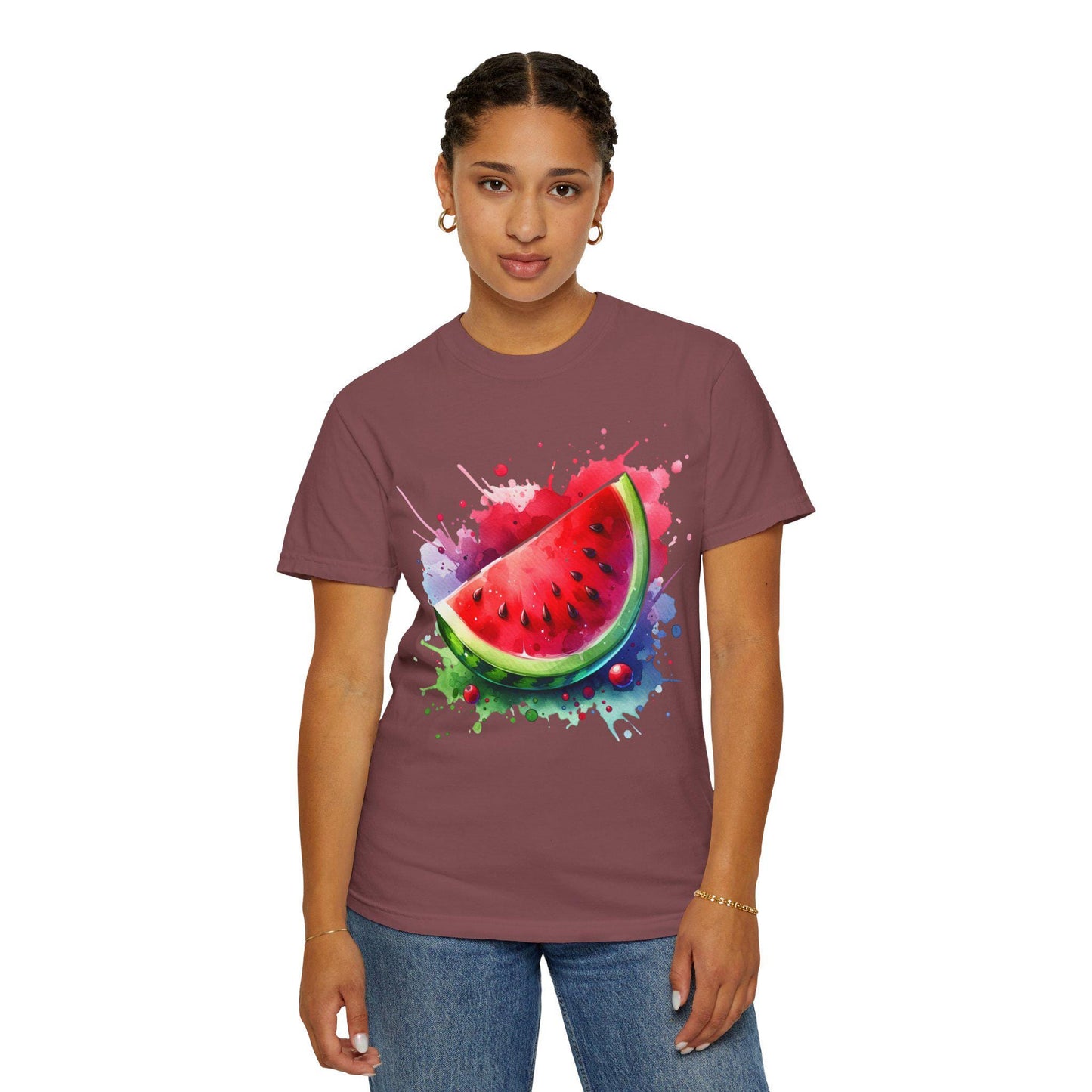 Summer Watermelon Splash Unisex T-Shirt, Summer Vibes Shirt, Beachwear, Comfort Colors Shirt, Casual Summer Tee, Aesthetic Watermelon Tee