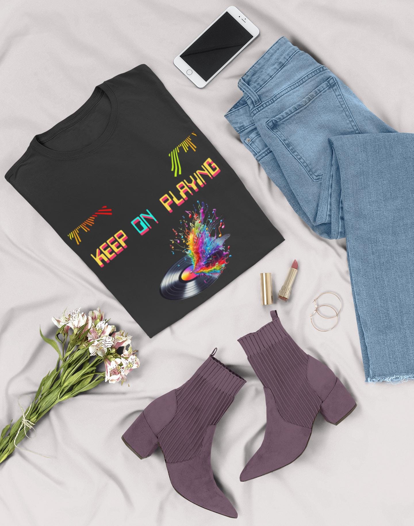 Vibrant Music Tee - Unisex Garment-Dyed T-shirt, Playful Vintage Shirt, Perfect for Musicians, Gifts for Music Lovers, Festival Apparel