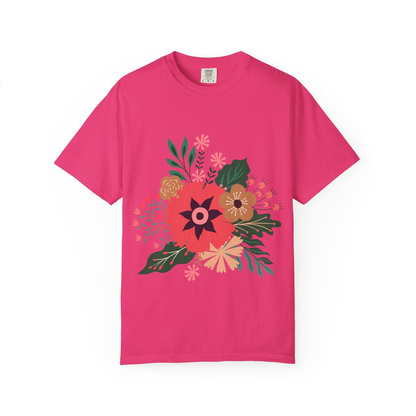 Summer Boho Floral T-Shirt, Soft Cotton Tee, Boho Chic Top, Gift for Her, Summer Style Wear, Everyday Casual Attire, Fun Vibes Comfort Color