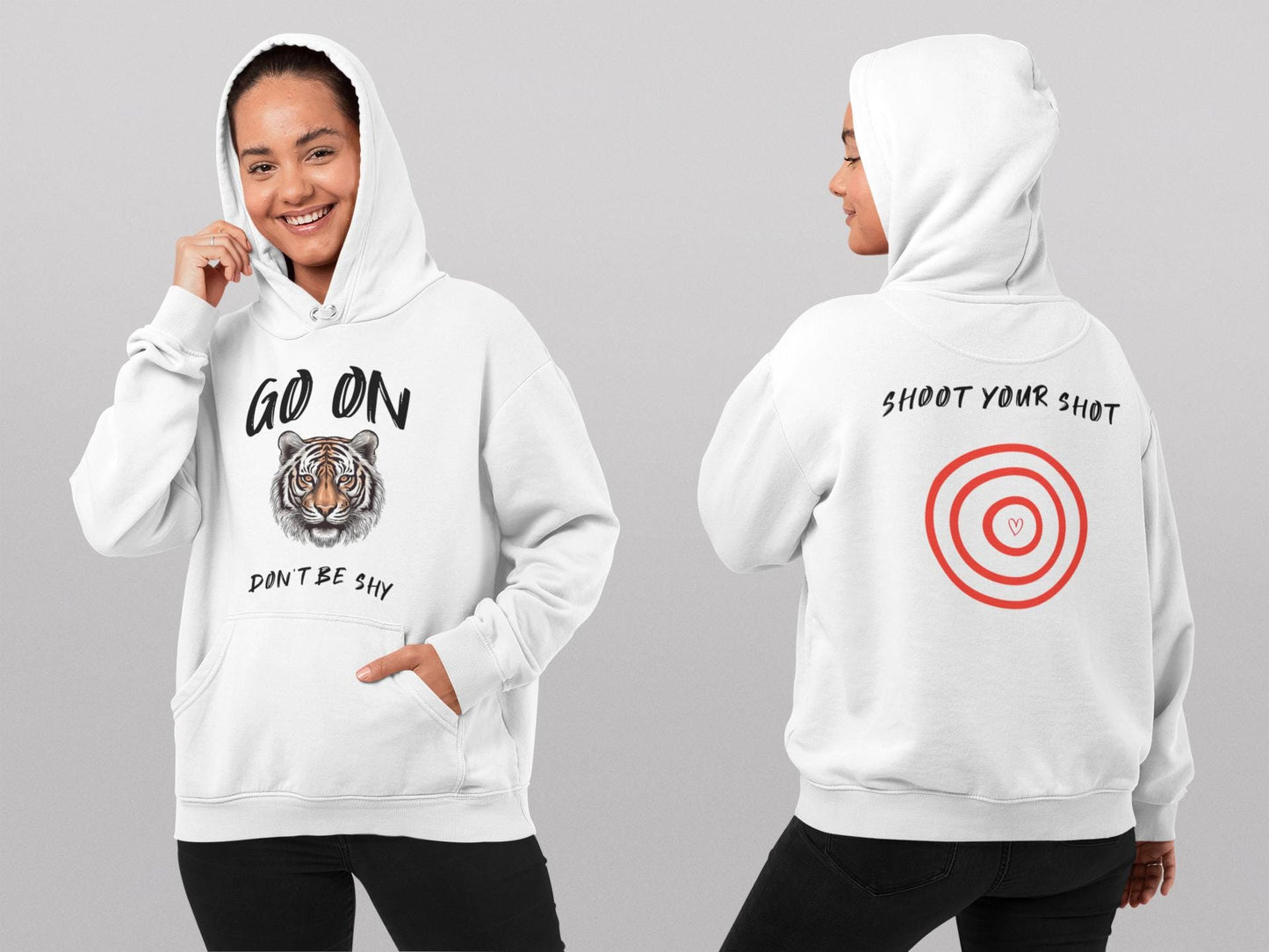 Love and Fun Tiger Hoodie Sweatshirt, Flirty Hoodie, Cozy Pullover, Gift for Him/Her, Birthday Present, Outdoors Summer Flirty Tee