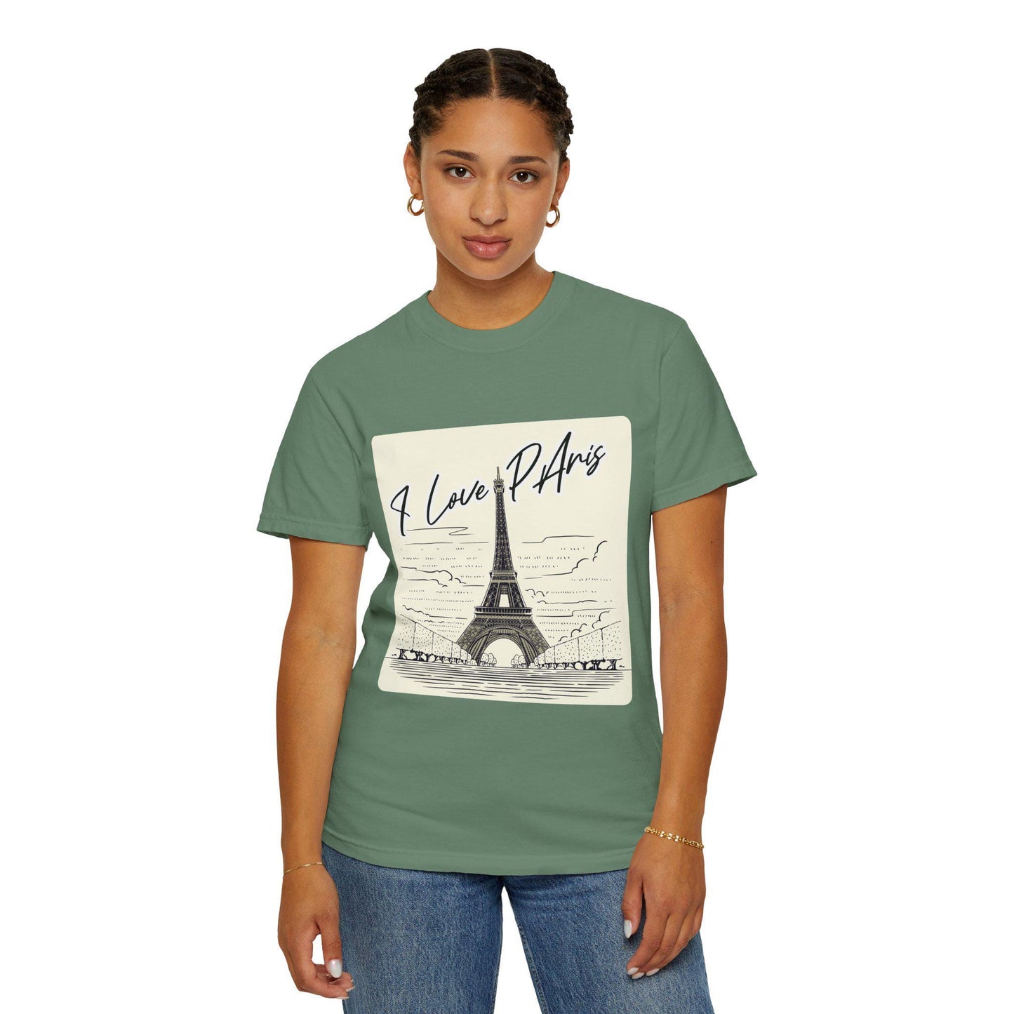 Paris Love T-Shirt, Casual Fashion Tee, Gift for Travelers, Summer Wardrobe Essential, Eiffel Tower Art Shirt, European Vacation Vibe Tee