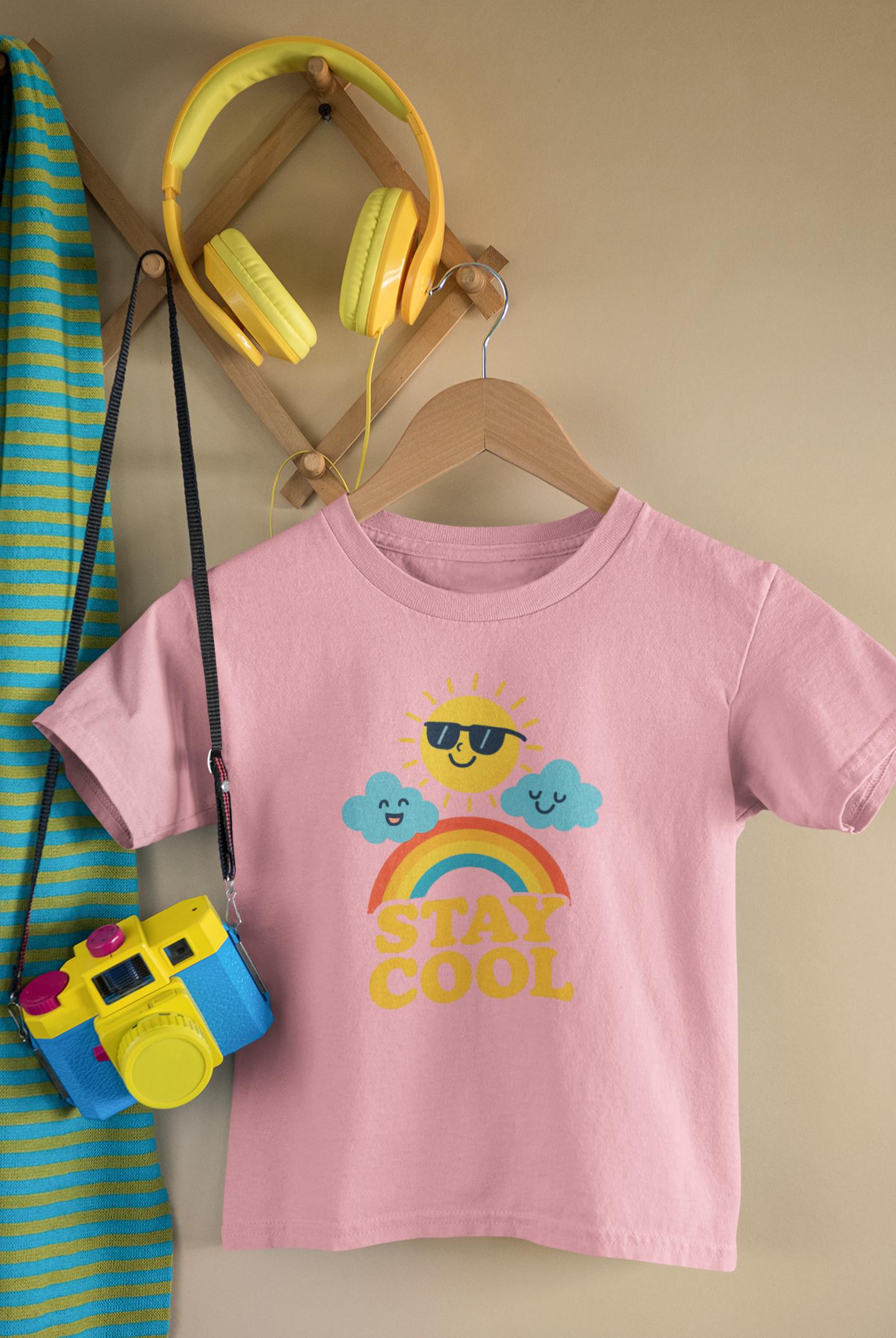 Kids Summer Tee, Stay Cool Graphic Shirt, Fun Kids Apparel, Sunny Day Outfit, Rainbow T-Shirt, Cool Kid's Clothes, Back to School Apparel