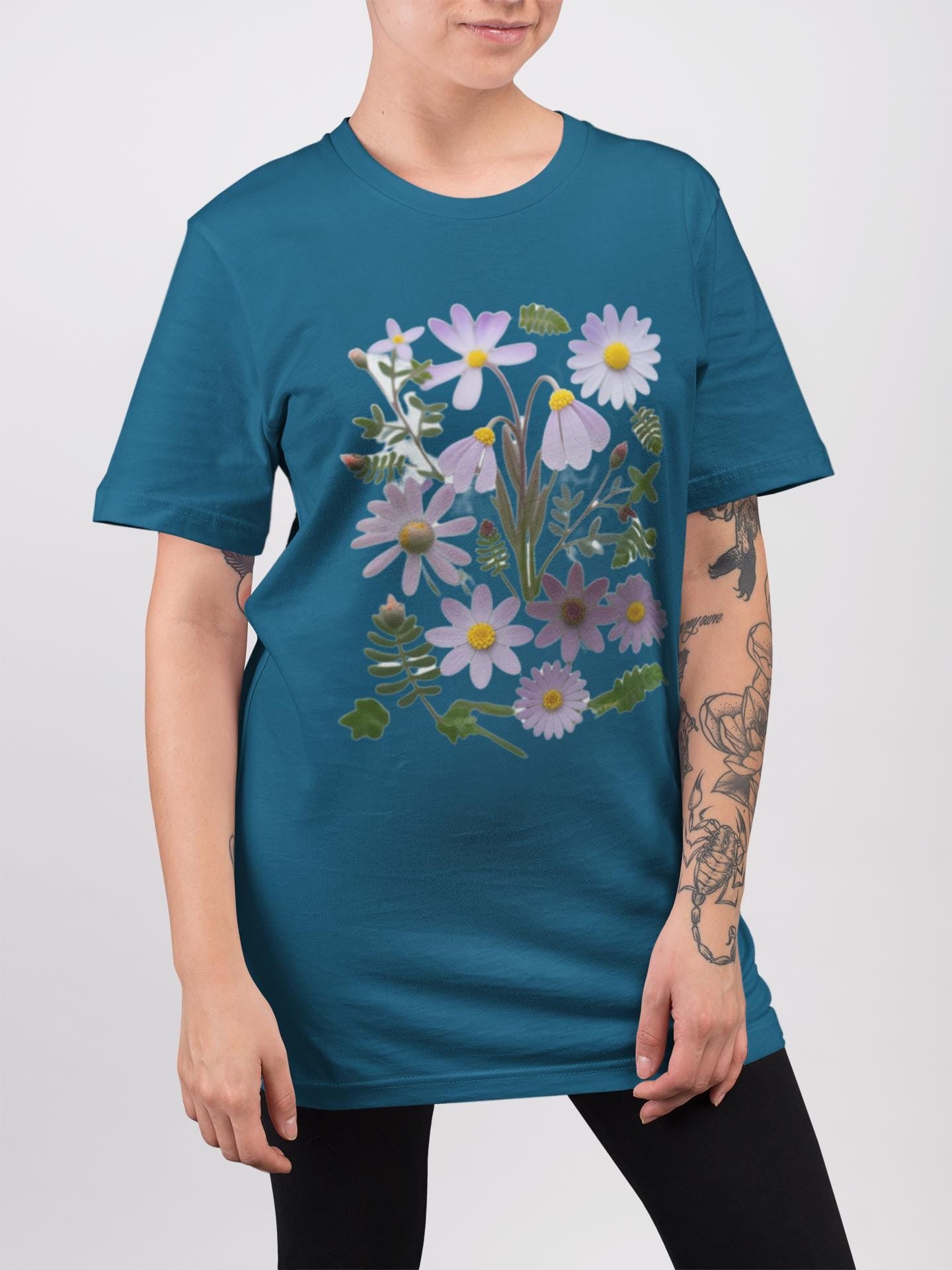 Boho Wildflowers Short-Sleeve T-Shirt, Spring Fashion, Casual Wear, Feminine Tee, Women's Floral Graphic Tee, Comfort Colors Tshirt