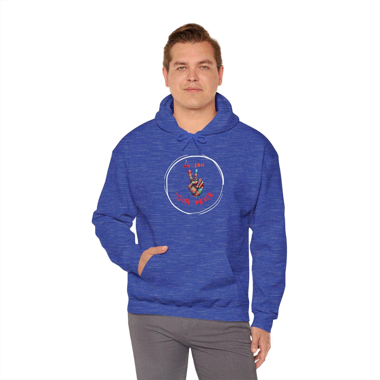 Cherrish Your Peace Sign Unisex Hoodie with Vibrant Design, Cozy Sweatshirt for Everyday Wear, Perfect Gift for Activists, Casual Streetwear