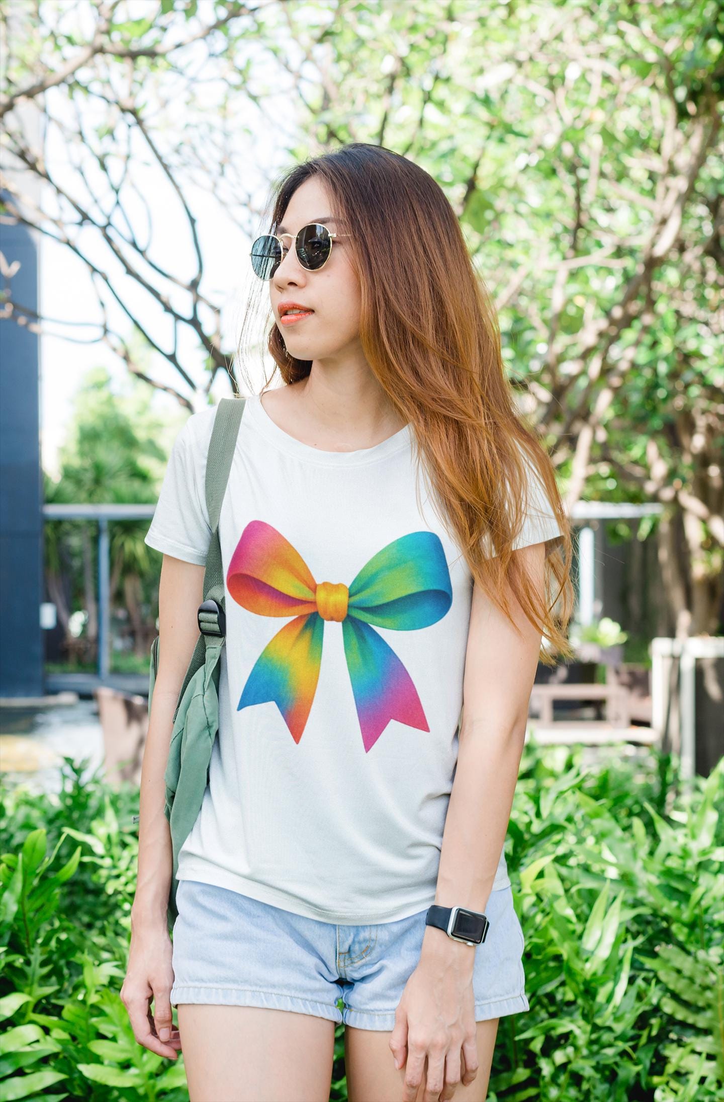 Colorful Rainbow Bow Youth TShirt, Back To School Student Tee, First Day Of School Shirts, Elementary , Middle, High School Shirt for Girls