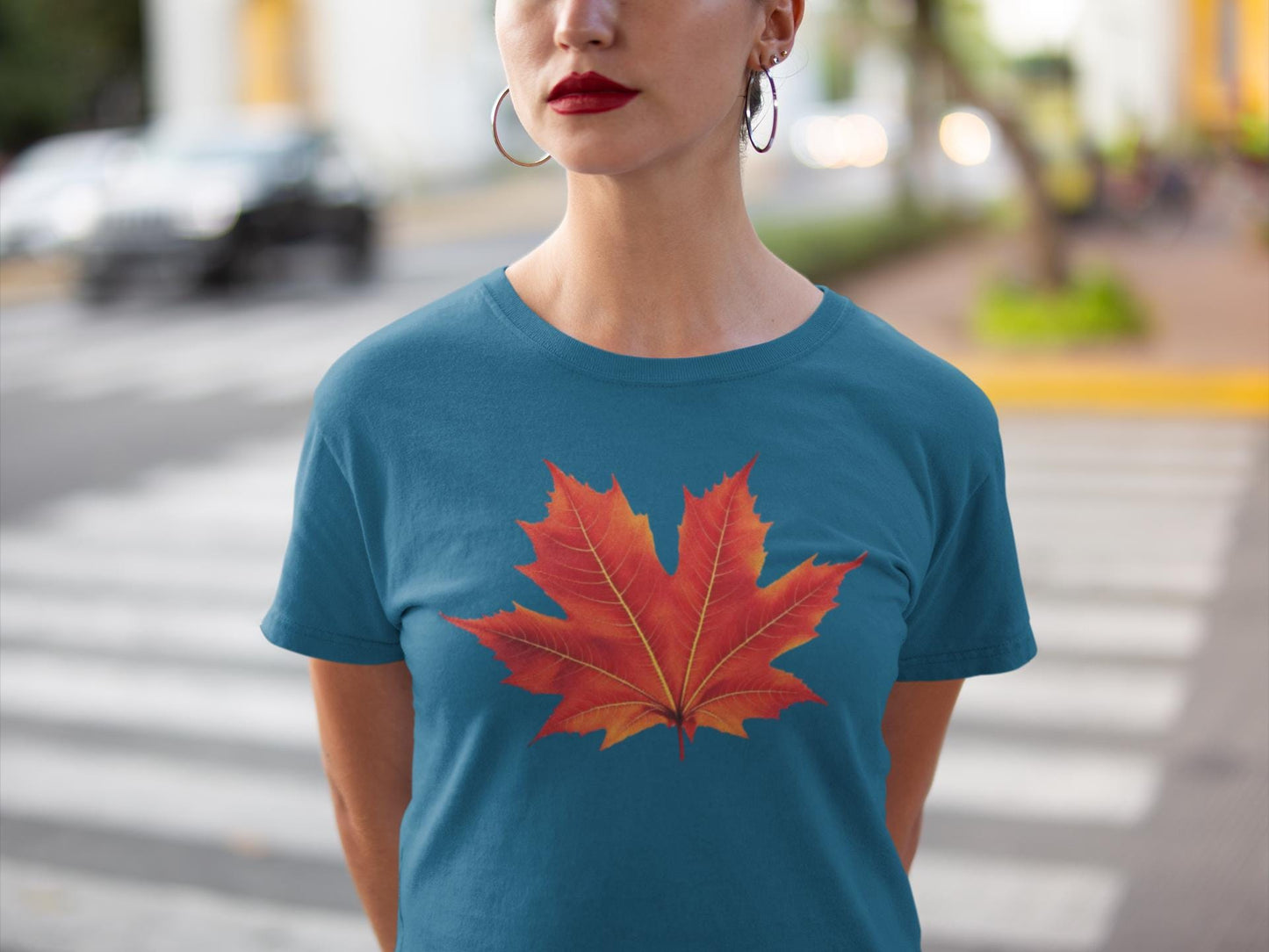 Autumn Red Maple Leaf Graphic T-Shirt, Fall Leaves Tee, Unisex Shirt, Nature Lover Gift, Thanksgiving Top