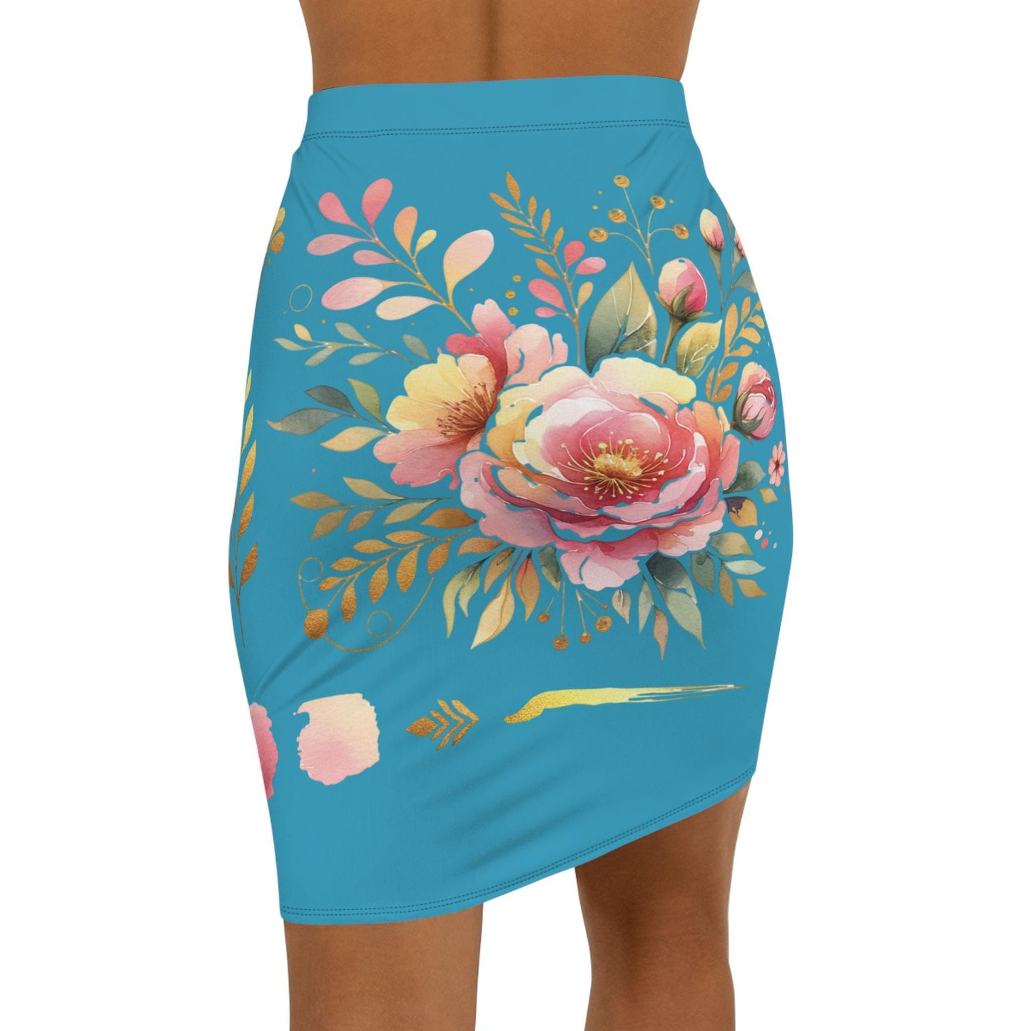 Floral Women's Mid-Waist Pencil Skirt, Chic Design for Everyday, Office Wear, Floral Fashion Statement, Gift for Her, Fun Spring Summer Wear