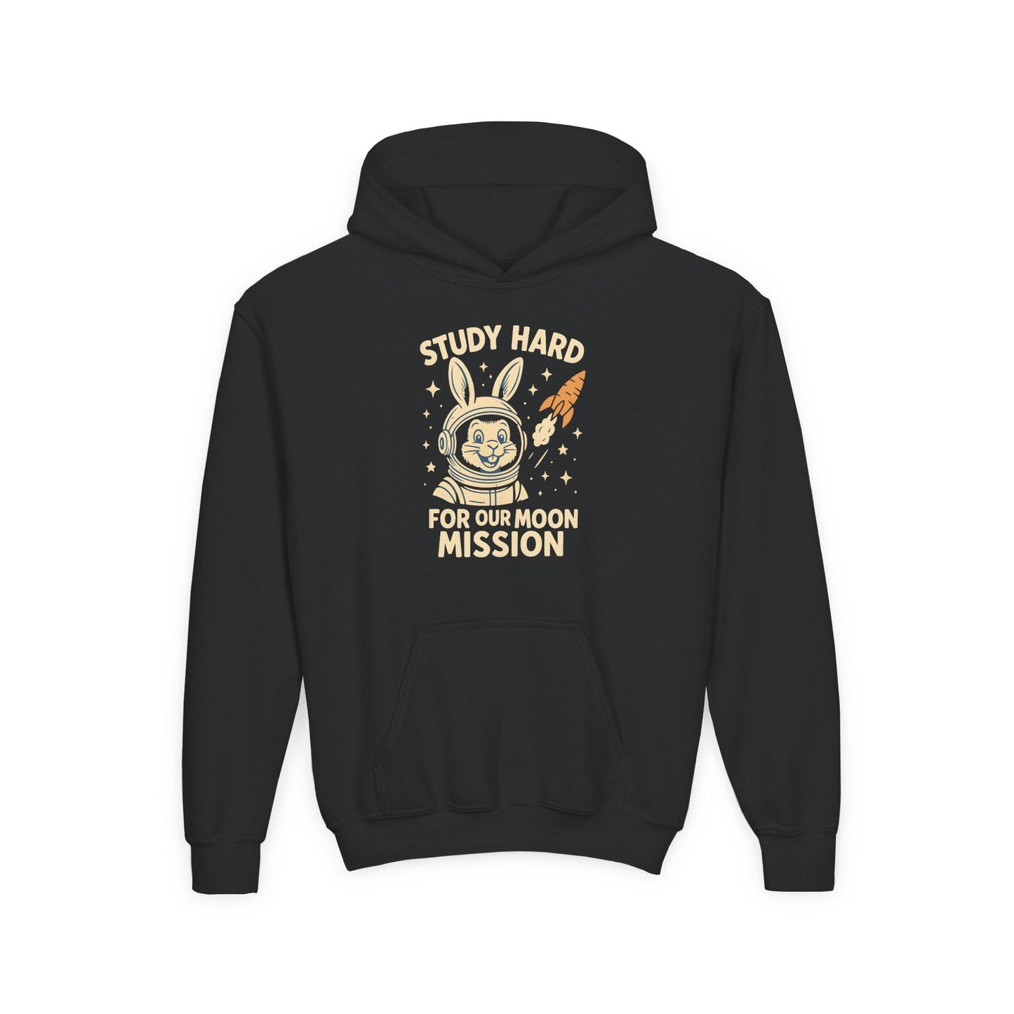 Astronaut Bunny Youth Hoodie, Study Hard Hoodie, Back to School Gift for Student, Welcome Back Hoodie, Back-to-School Hoodie, Student Hoodie