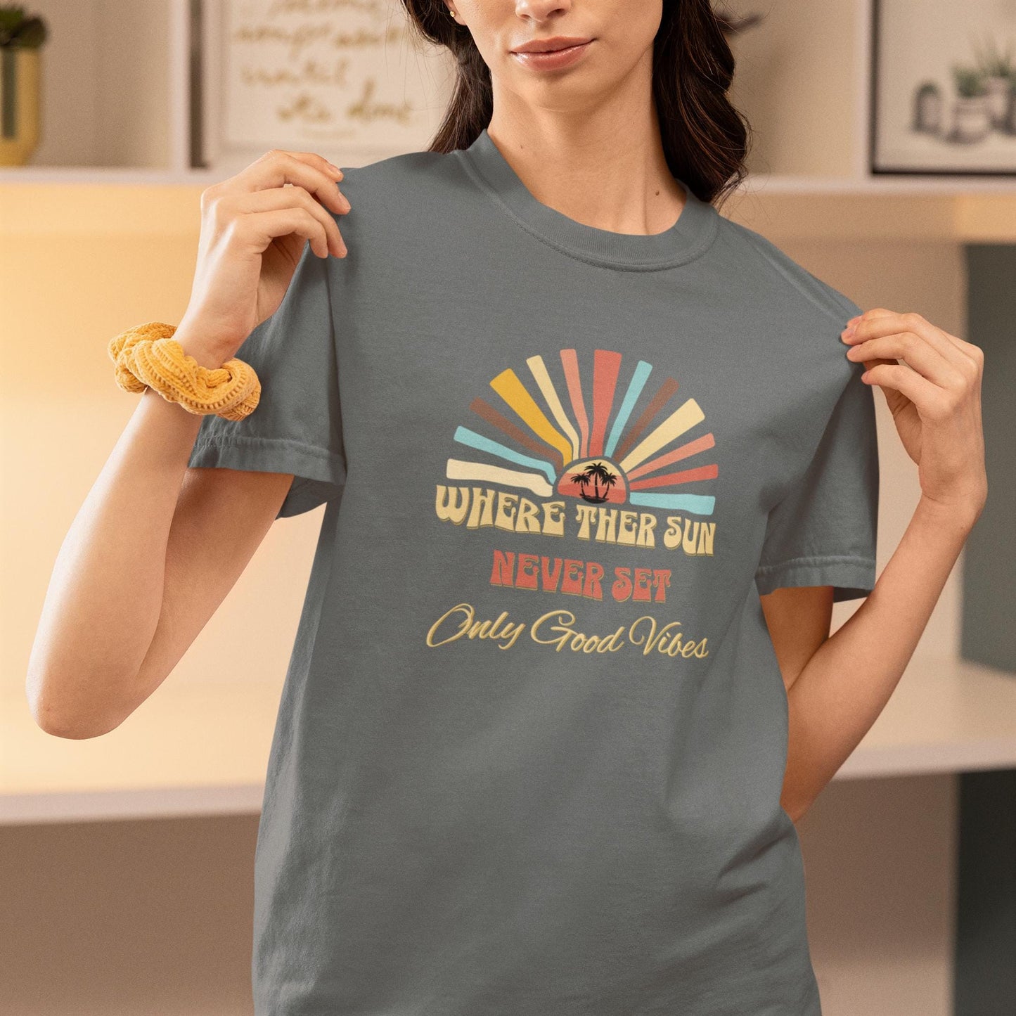 Sunshine Shirt, Summer Vibe Shirt, Everyday Comfort Colors, Only Good Vibes, Retro Sunset Rays Shirt, Weekend Style To, Unisex Casual Wear