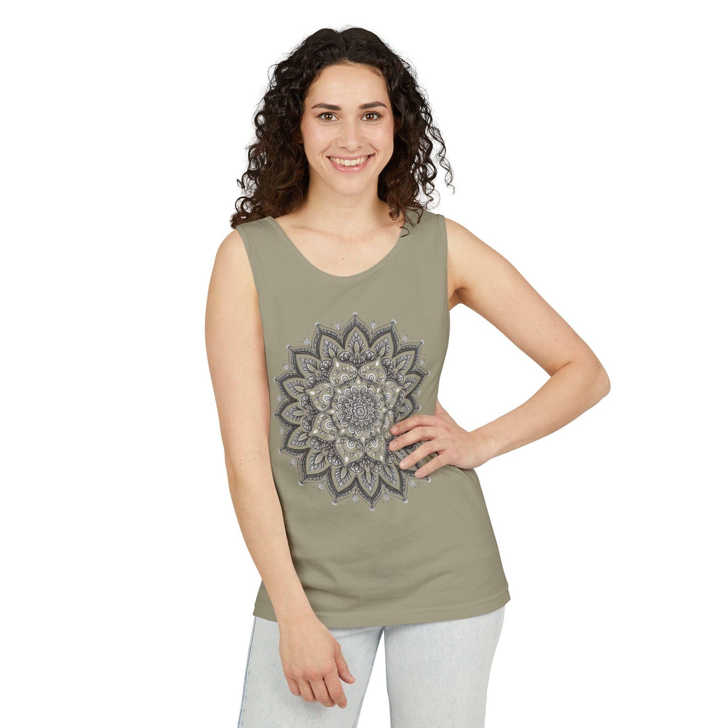 Mandala Graphic Tank Top, Meditation Spiritual Top, Neodiverse Astro Celestial Neo-Soul Top, Active Yoga Enthusiast Top, Hippie Minimalist,