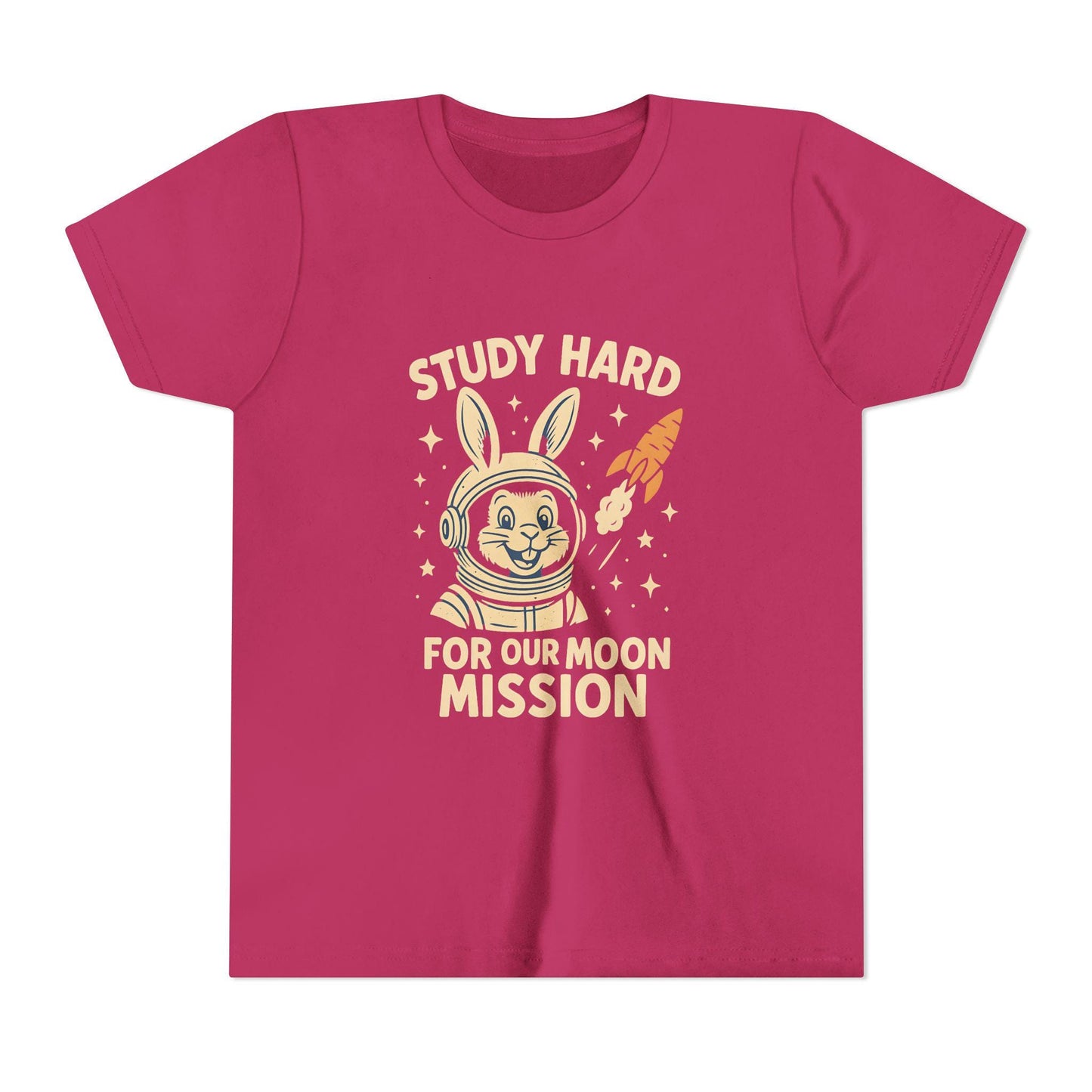 Astronaut Bunny Youth Tee, Study Hard Shirt, Back to School Gift for Students, Welcome Back T-Shirt, Back-to-School T-Shirt, Student Shirt