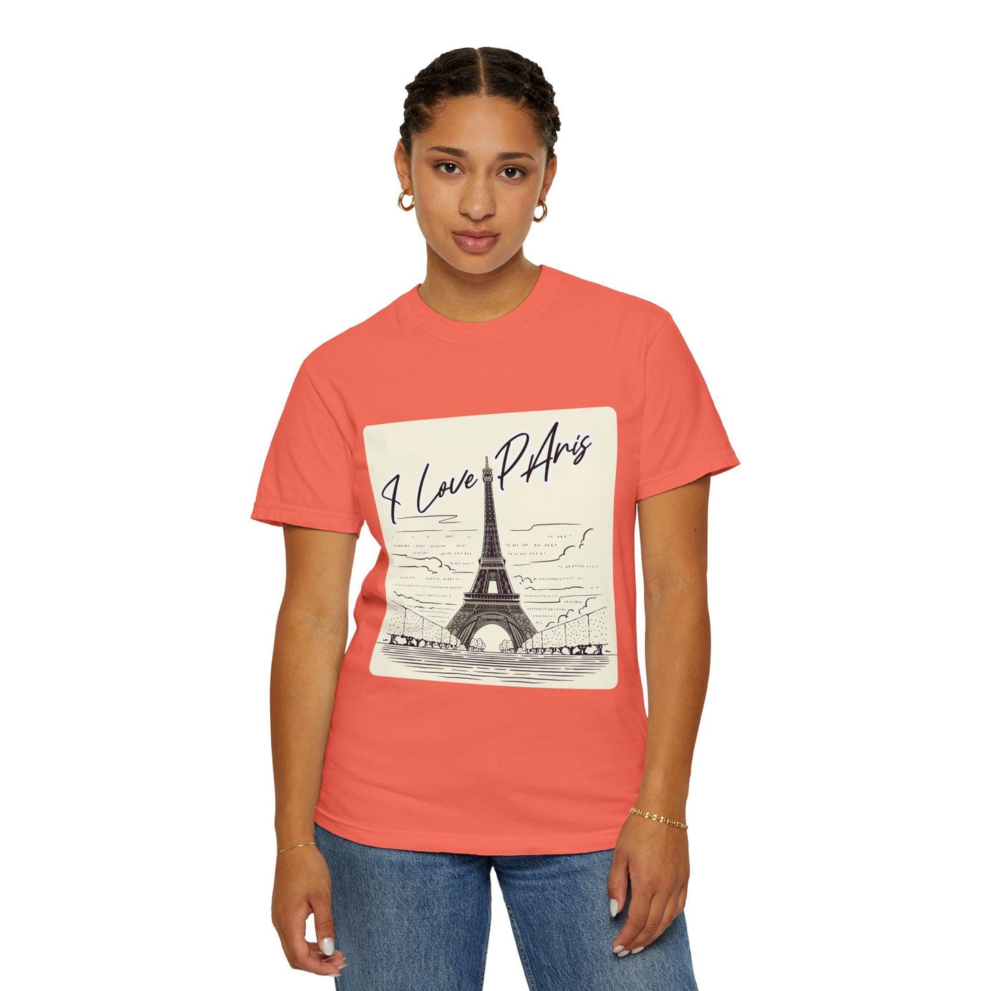 Paris Love T-Shirt, Casual Fashion Tee, Gift for Travelers, Summer Wardrobe Essential, Eiffel Tower Art Shirt, European Vacation Vibe Tee