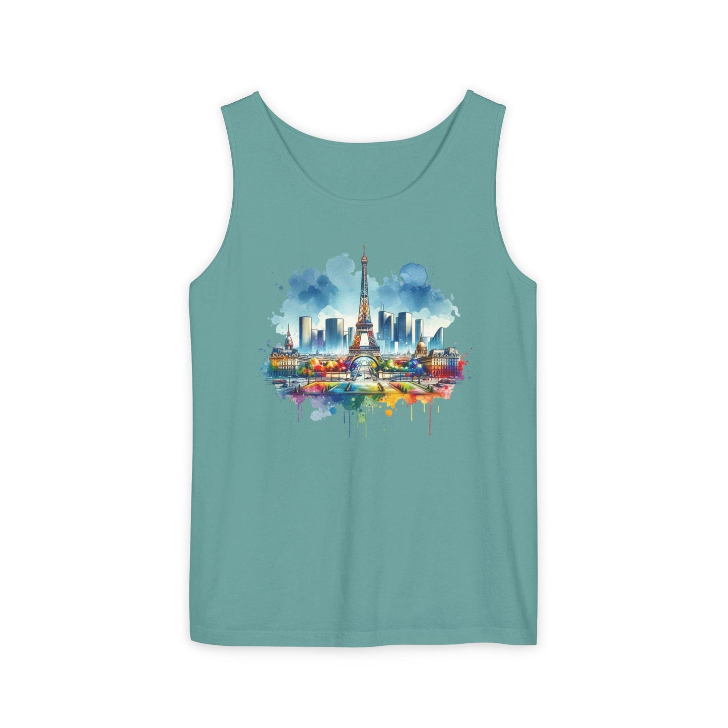 Paris en Couleur Tank Top, Eiffel Tower Art Shirt, Vacation Vibe Tee, Summer Wardrobe Essential, Casual Holiday Weekend Wear