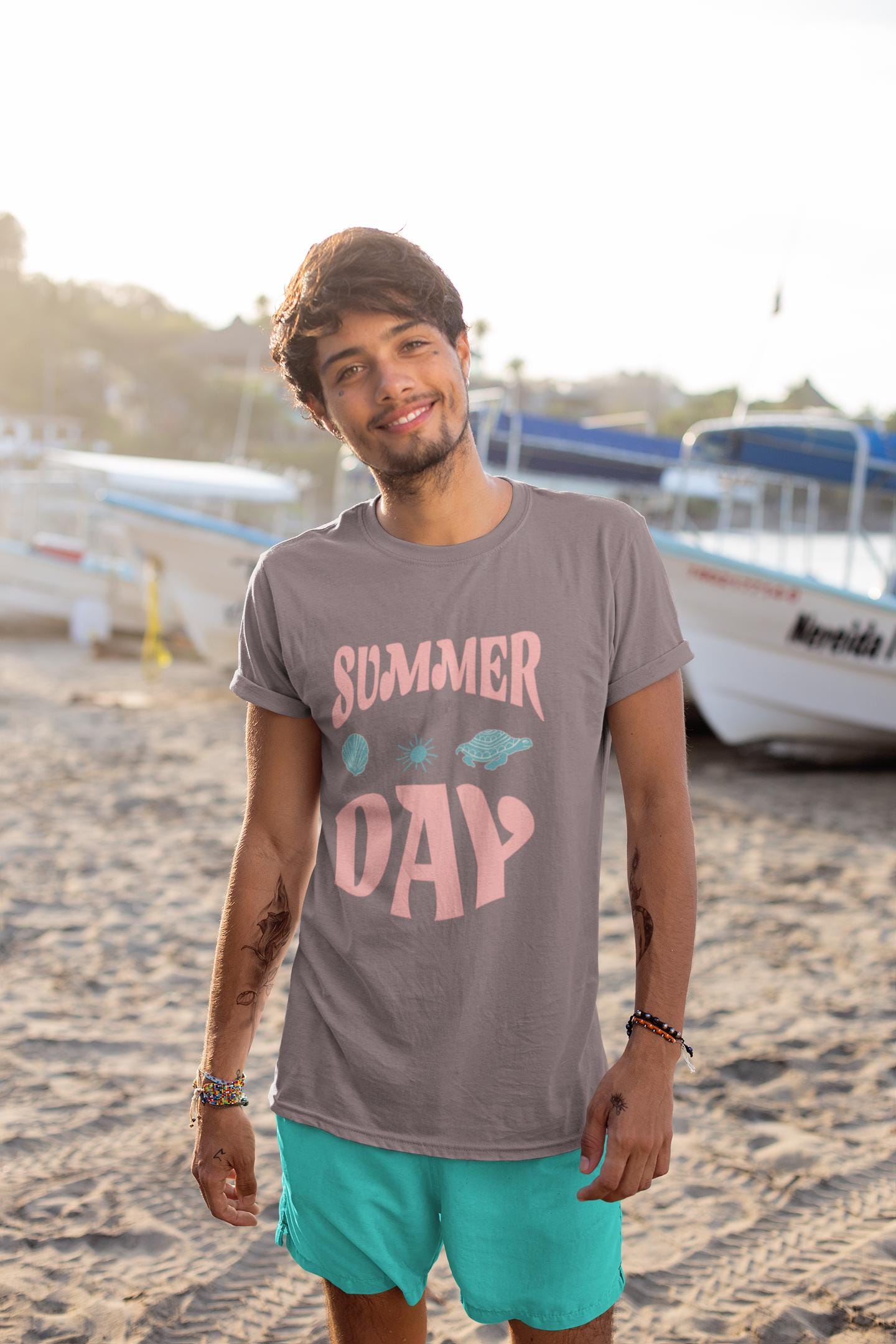 Summer Day Unisex Garment-Dyed T-Shirt, Casual Tee, Beachwear, Gift for Her, Summer Festival Apparel, Fun Outdoors T-Shirt, Summer Vibes