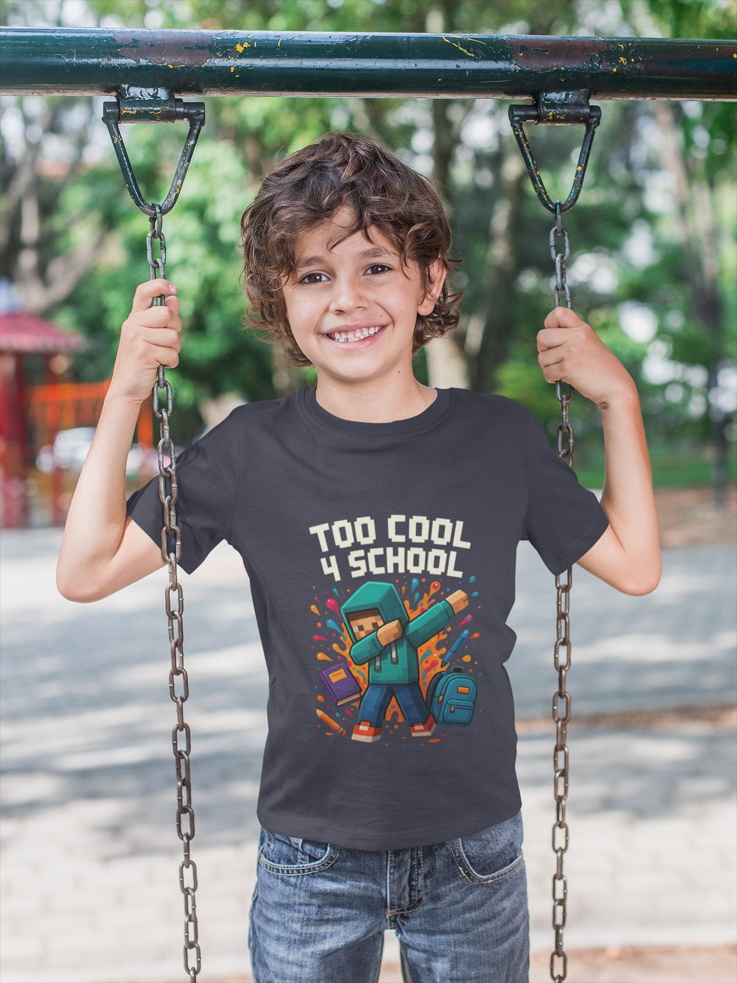 Minecraft Inspired Too Cool 4 School Youth T-Shirt, Kids Tee, Back to School Gift for Students, Welcome Back T-Shirt, Back-to-School T-Shirt