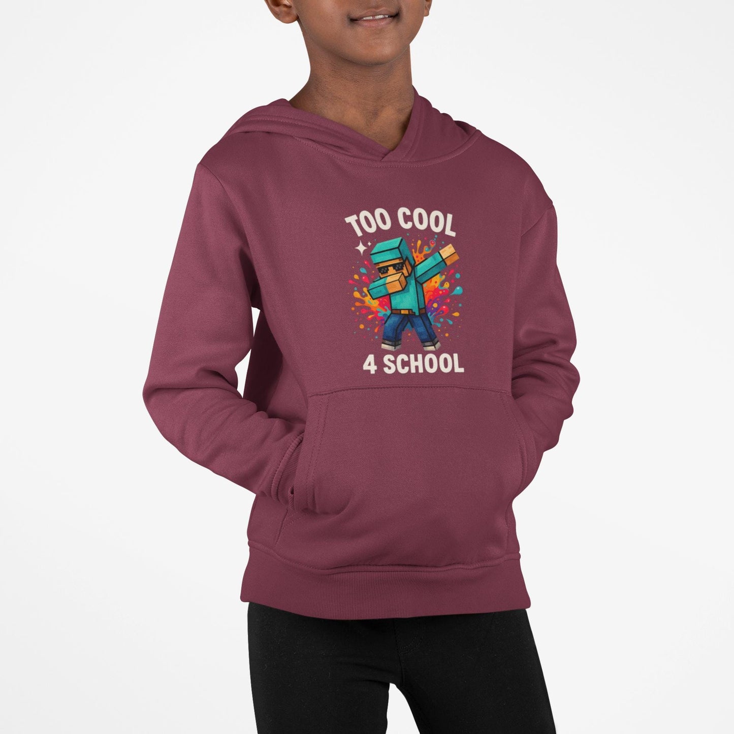 Minecraft Inspired Too Cool 4 School Youth Hoodie, Kids Hoodie, Back to School Gift for Students, Welcome Back Hoodie, Back-to-School Hoodie