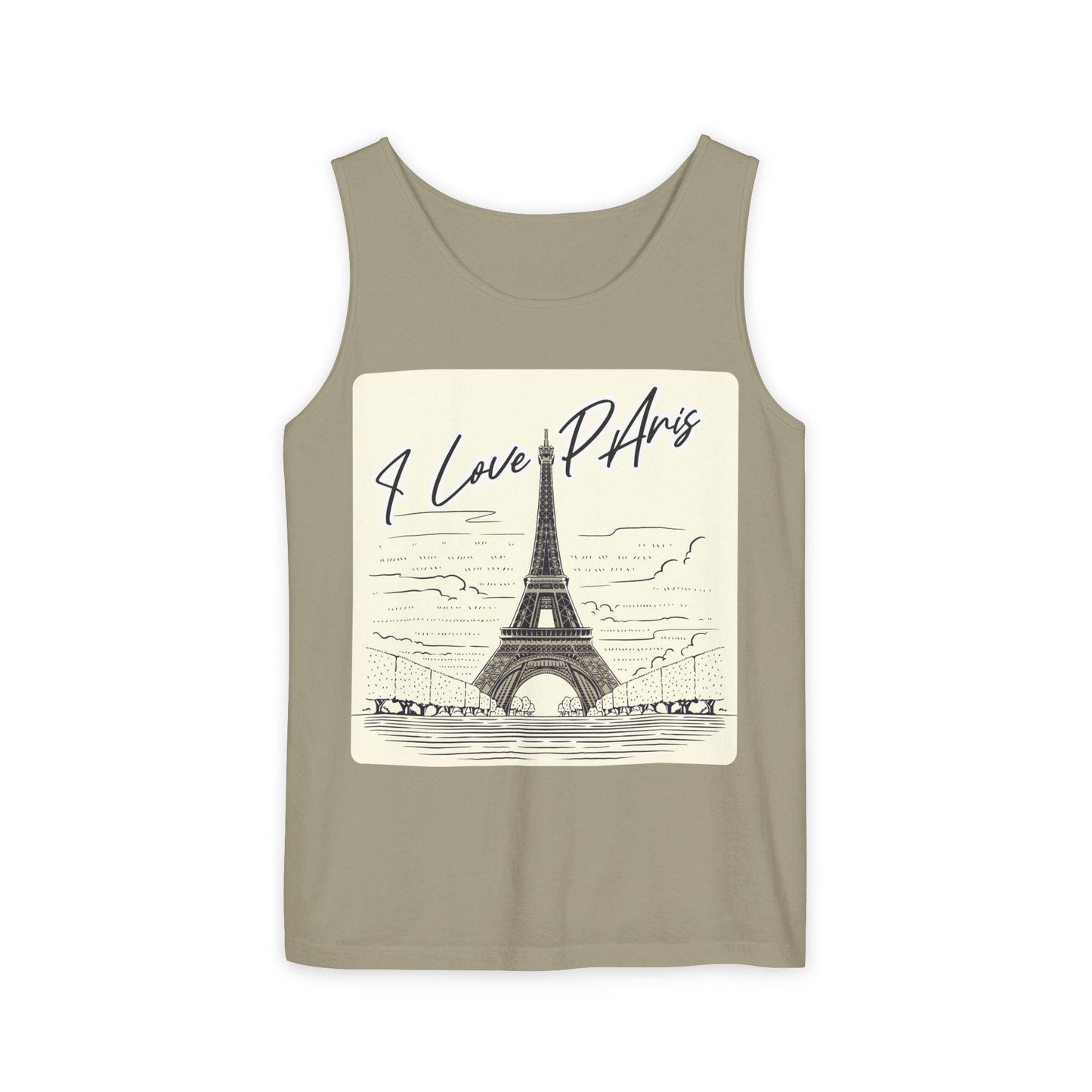 Paris Love Tank Top, Casual Fashion Top, Gift for Travelers, Summer Wardrobe Essential, Eiffel Tower Art Shirt, European Vacation Vibe Tee