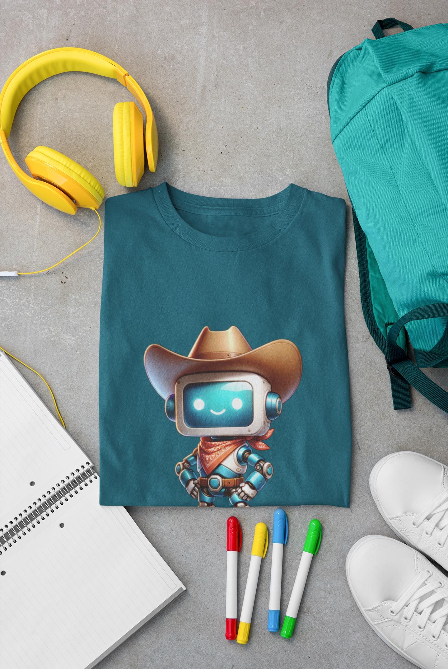Cowboy Robot Youth Tee, Fun Kids T-Shirt, Cute Graphic Tee, Birthday Gift, Casual Wear, Summer Outfit, Screen Print Design, Back to School