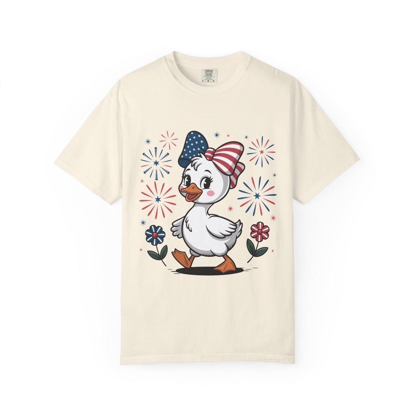 Patriotic Duck T-Shirt, Men and Women Garment-Dyed Tee for July 4th, Summer BBQ, Independence Day, Red White Blue, Comfort Colors Wear.