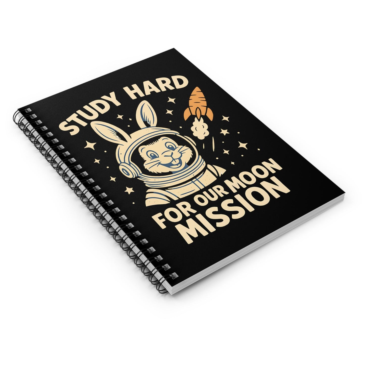 Astronaut Bunny Spiral Notebook - Study Hard for Our Moon Mission, Students Teachers STEM Gift Cute, Study Notes Planner Back to School