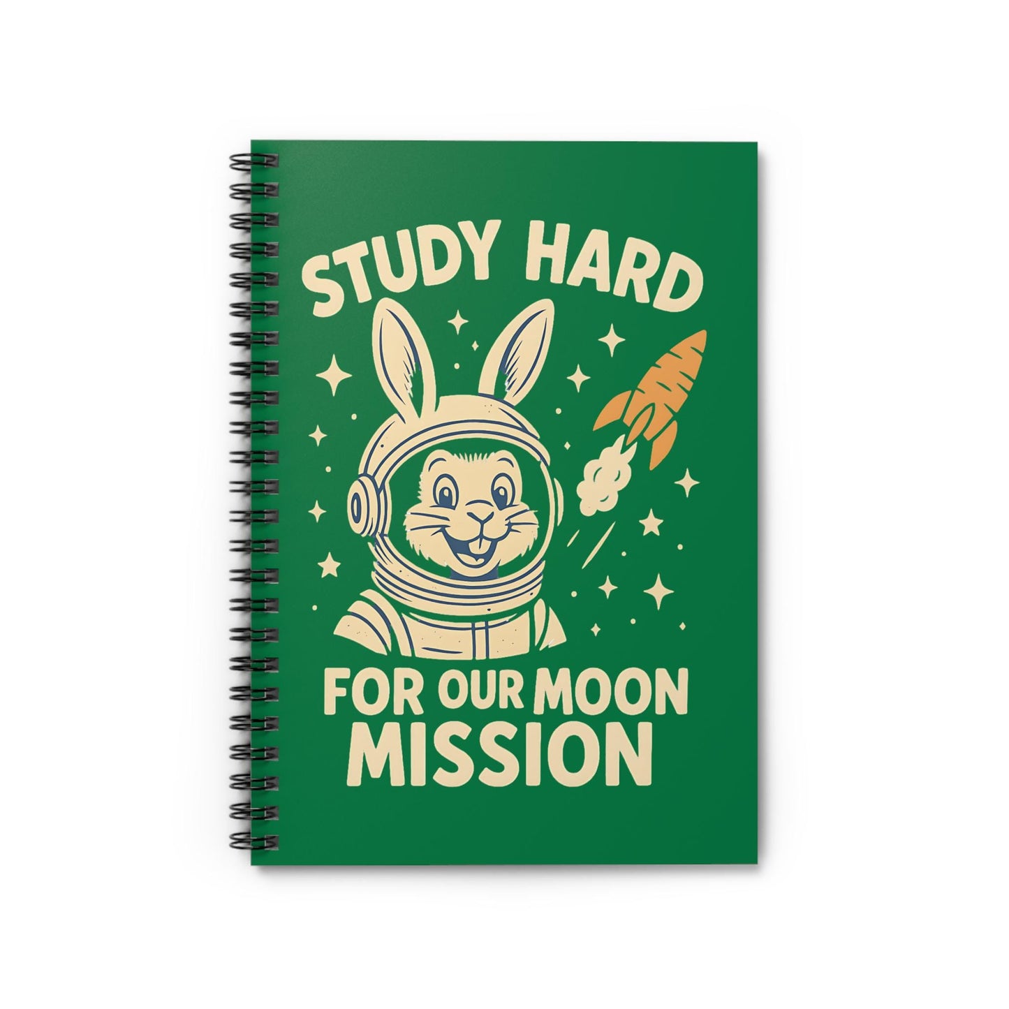 Astronaut Bunny Spiral Notebook - Study Hard for Our Moon Mission, Students Teachers STEM Gift Cute, Study Notes Planner Back to School