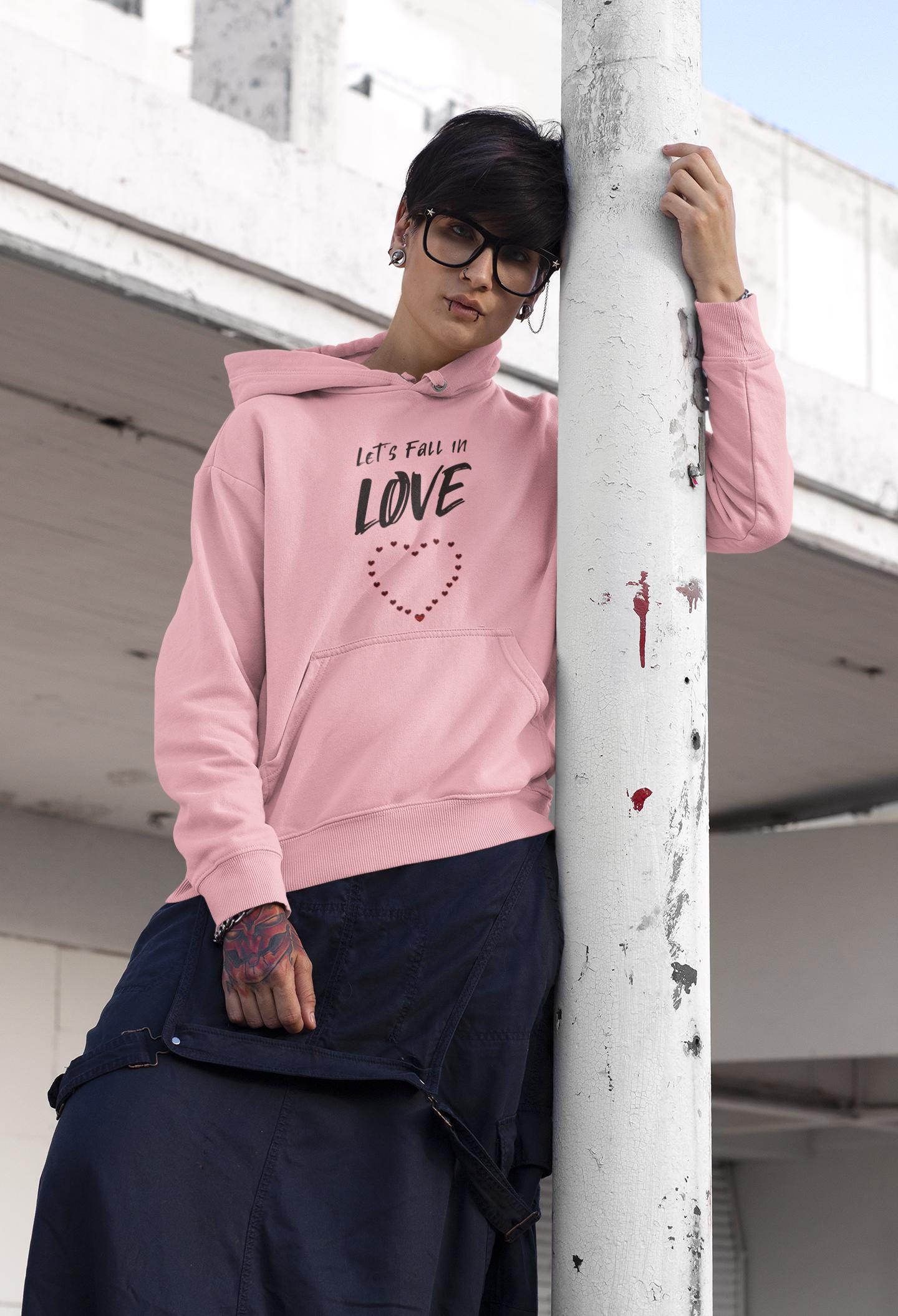 Let's Fall in Love Fun Flirty Hoodie, Fall Graphic Hooded Sweatshirt, Everyday Wear Cozy Hoodie, Cute Summer Top, Unisex Pullover Sweater
