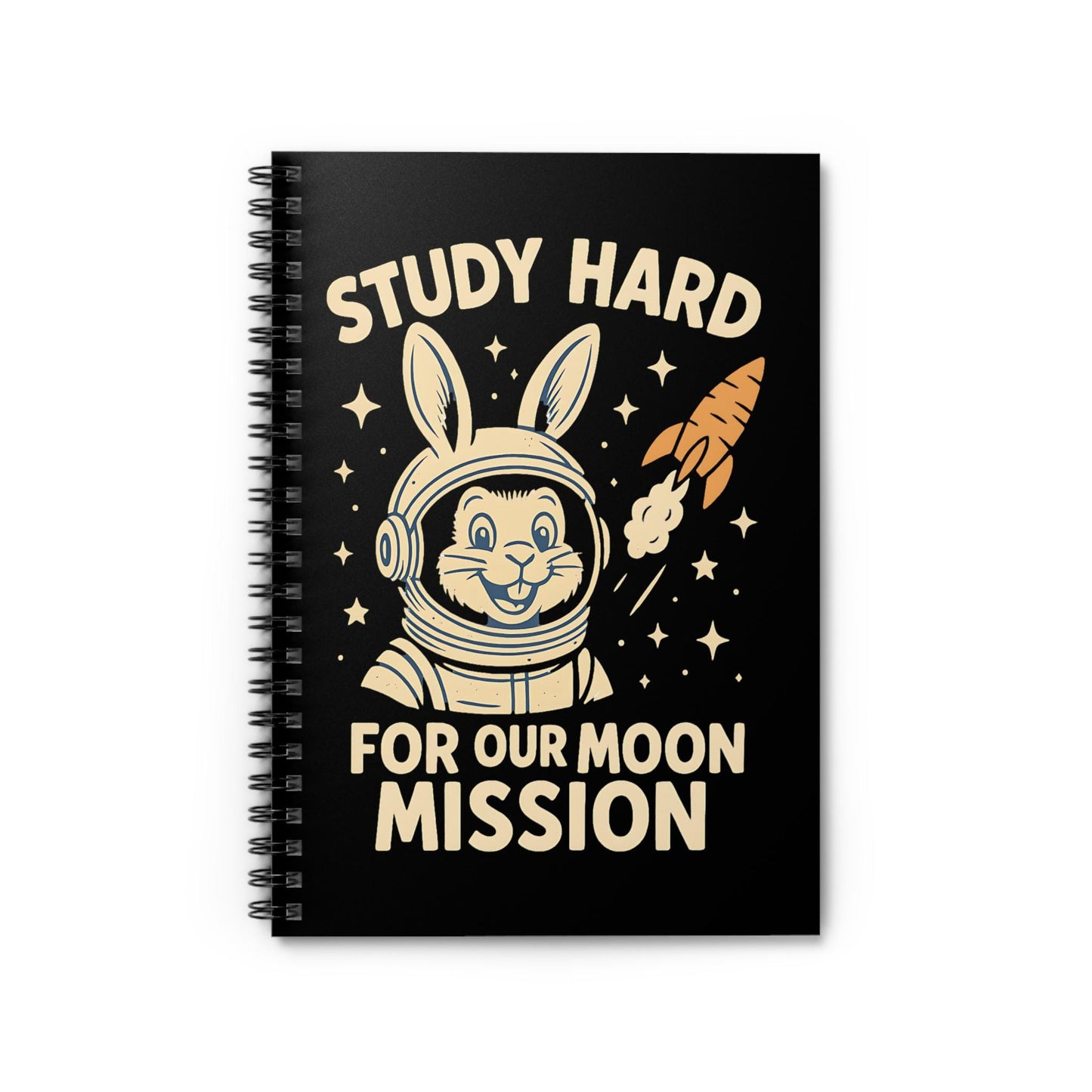 Astronaut Bunny Spiral Notebook - Study Hard for Our Moon Mission, Students Teachers STEM Gift Cute, Study Notes Planner Back to School