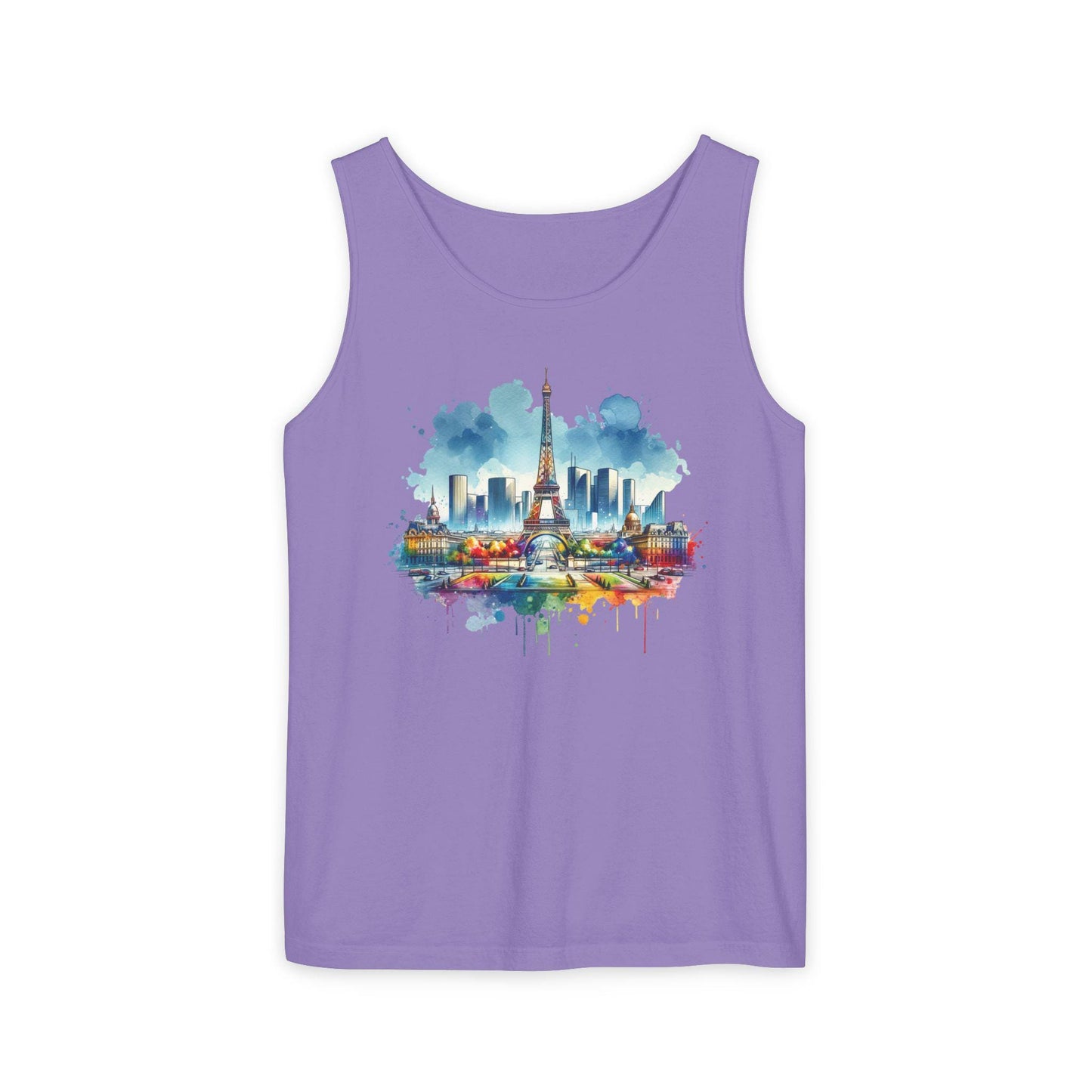 Paris en Couleur Tank Top, Eiffel Tower Art Shirt, Vacation Vibe Tee, Summer Wardrobe Essential, Casual Holiday Weekend Wear