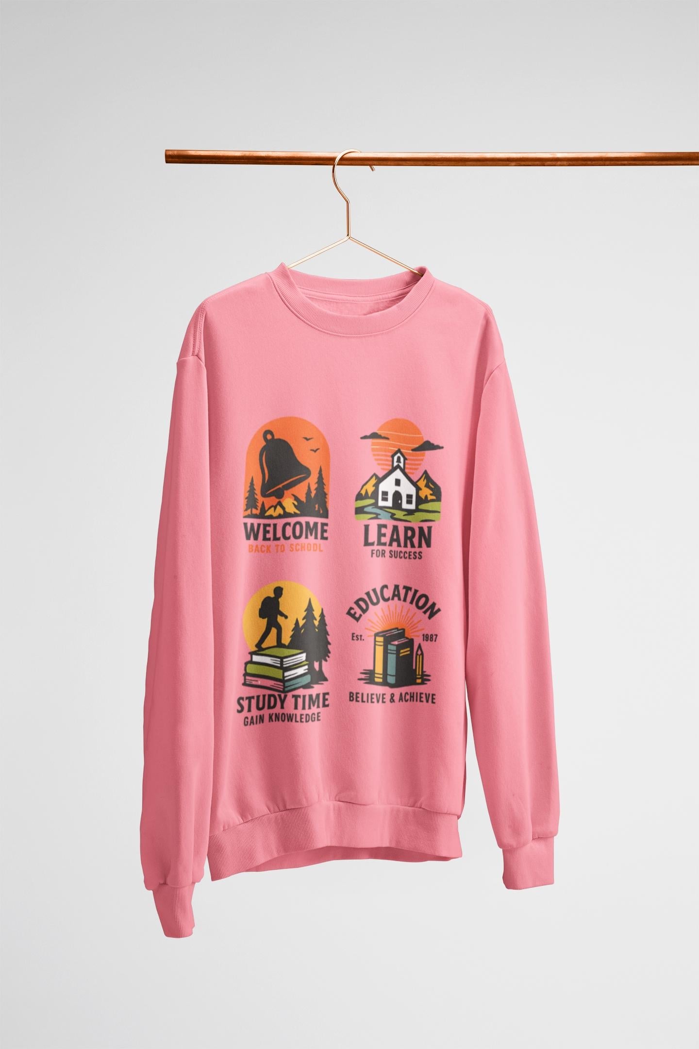 Kids Inspiring Sweatshirt - Welcome, Learn, Study Time, Fun Sweatshirt, Classroom Style, Back to School, Gift for Boy & Girl Back to School