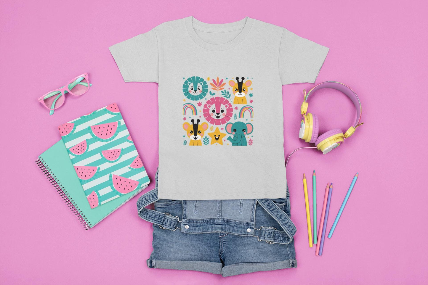 Colorful Animal Kids' Tee, Toddler T-Shirt, Cute Graphic Shirt, Fun Gift for Boys and Girls, Birthday Playtime Wear, Back to School Clothing