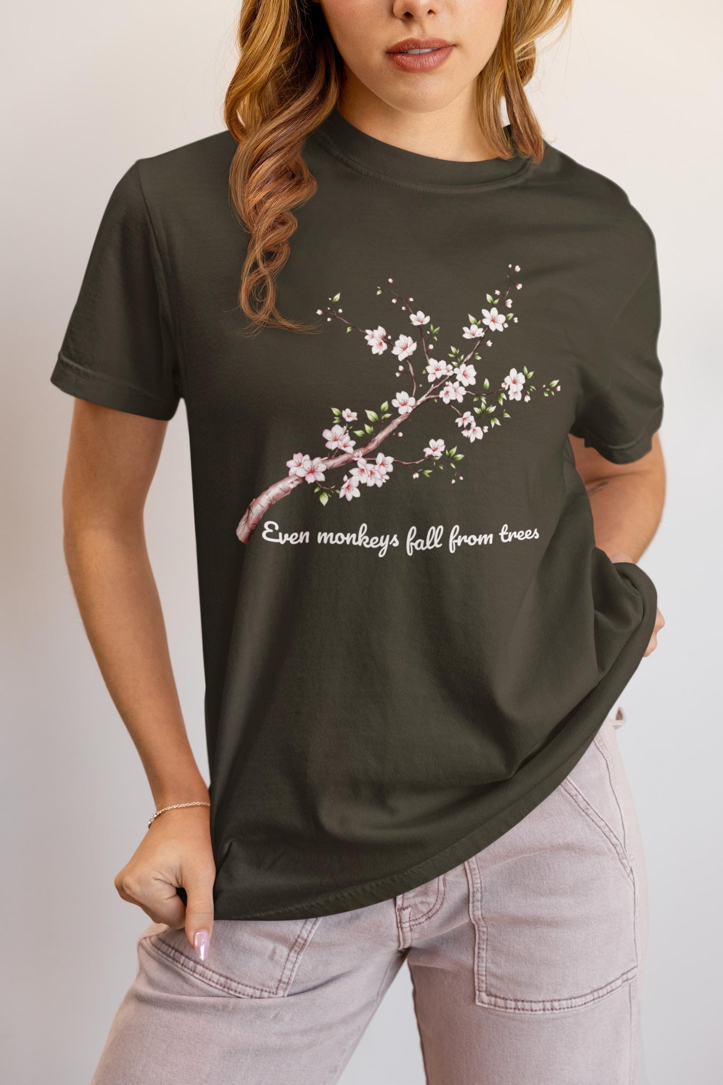 Cherry Blossoms Floral T-Shirt, Inspirational Quote Shirt, Gift for Nature Lovers, Casual Spring Tee, Motivational Apparel, Comfort Colors