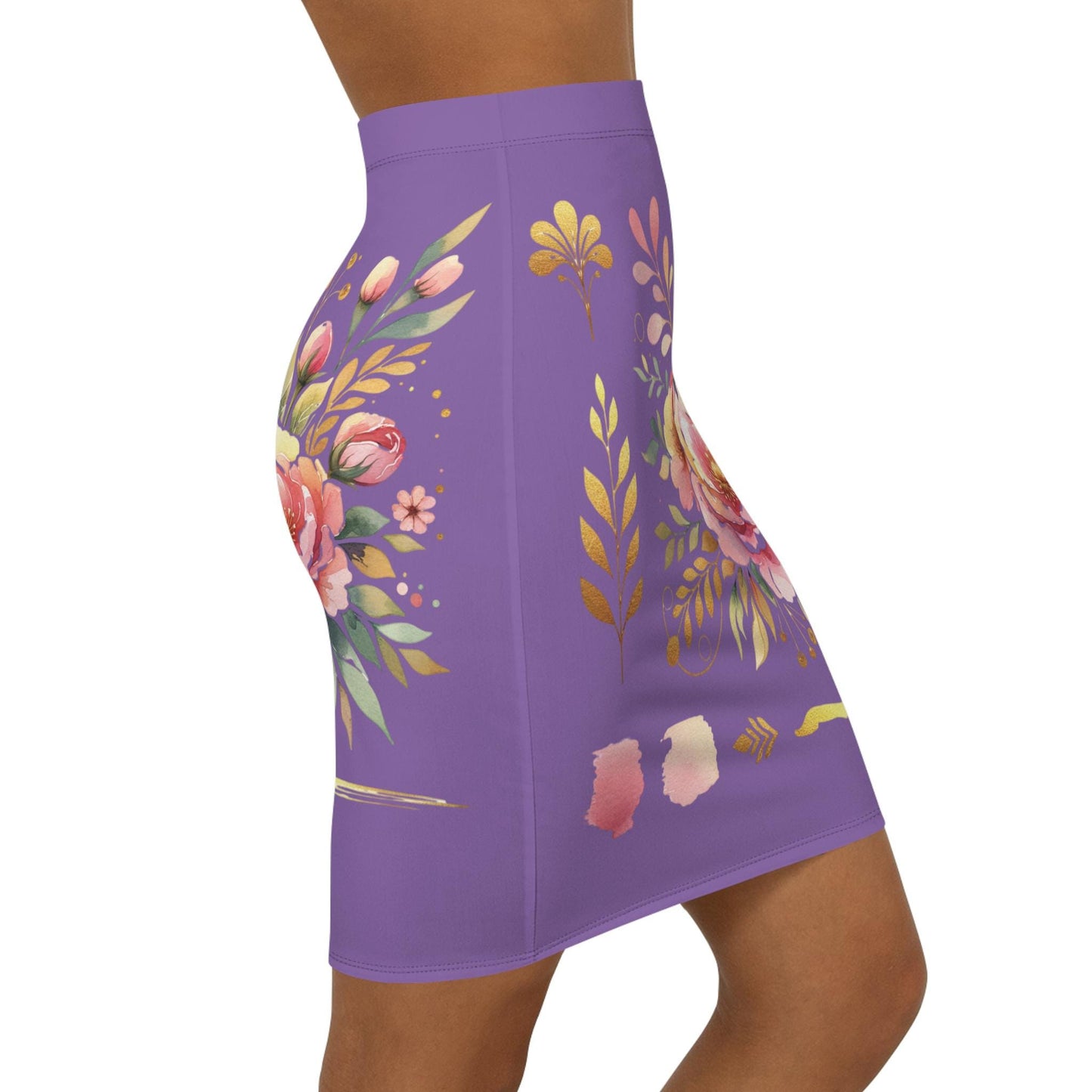 Floral Women's Mid-Waist Pencil Skirt, Chic Design for Everyday, Office Wear, Floral Fashion Statement, Gift for Her, Fun Spring Summer Wear