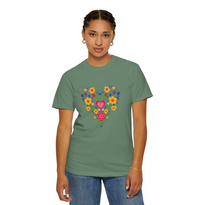 Floral Heart Unisex T-Shirt, Colorful Graphic Tee for Nature Lovers, Perfect for Spring Parties, Mother's Day Gift, Casual Everyday Wear