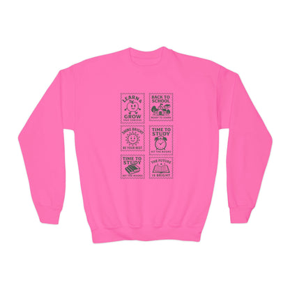 Youth Motivational Crewneck Sweatshirt, Back to School Gift, Study Motivation Apparel, Positive Quotes Sweatshirt, Comfortable Kids